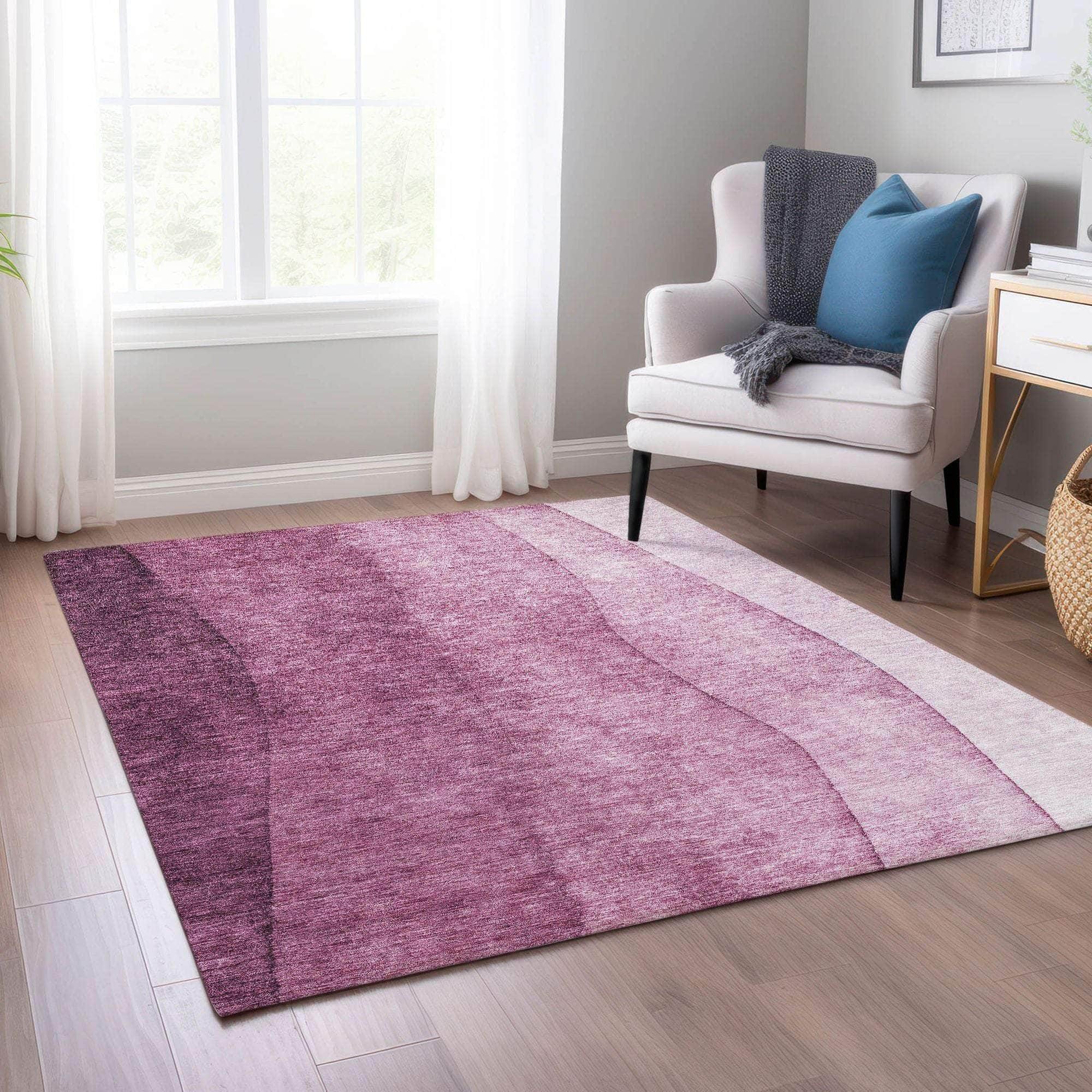 Machine Made ACN625 Merlot Red Rugs 