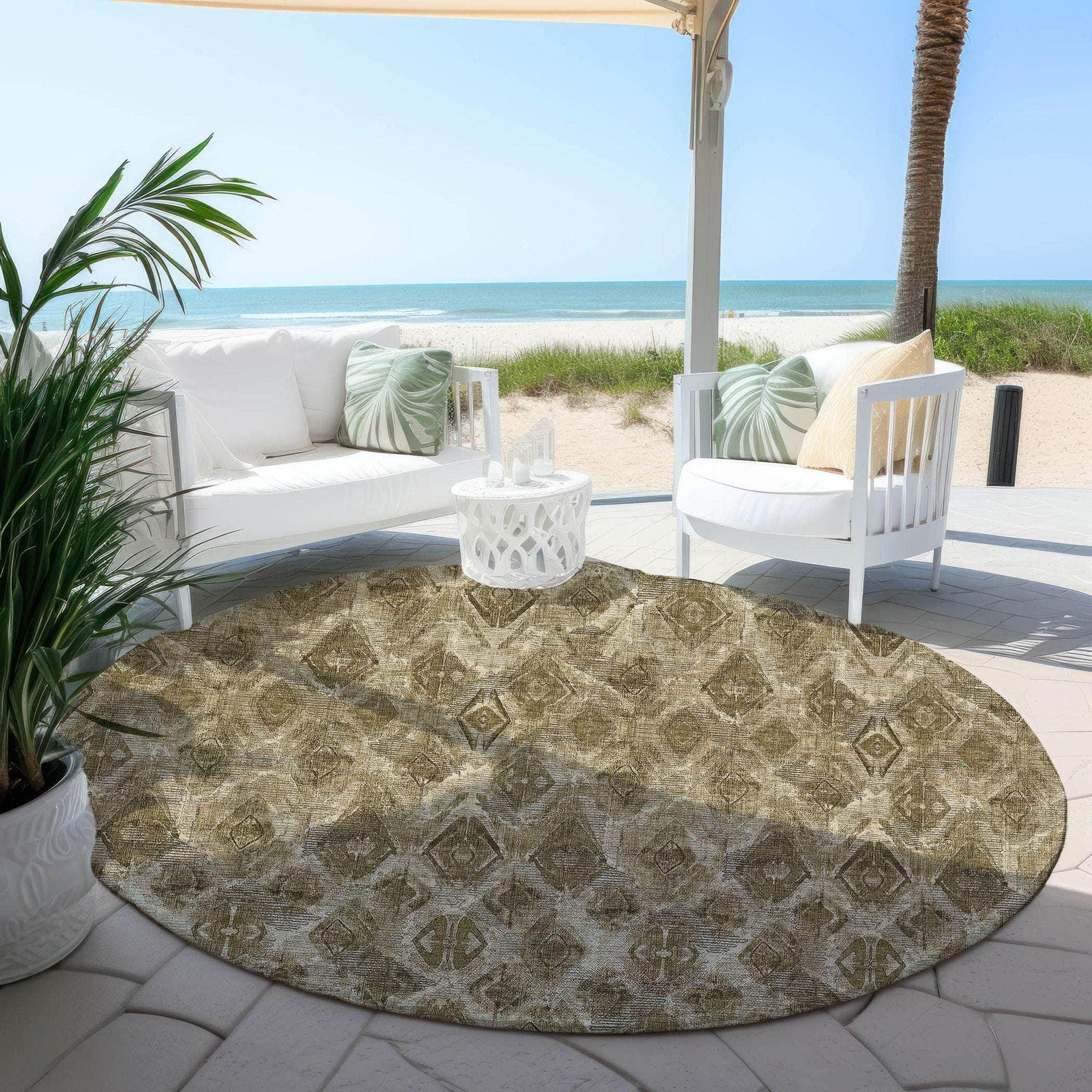 Machine Made ACN622 Mocha Brown Rugs 