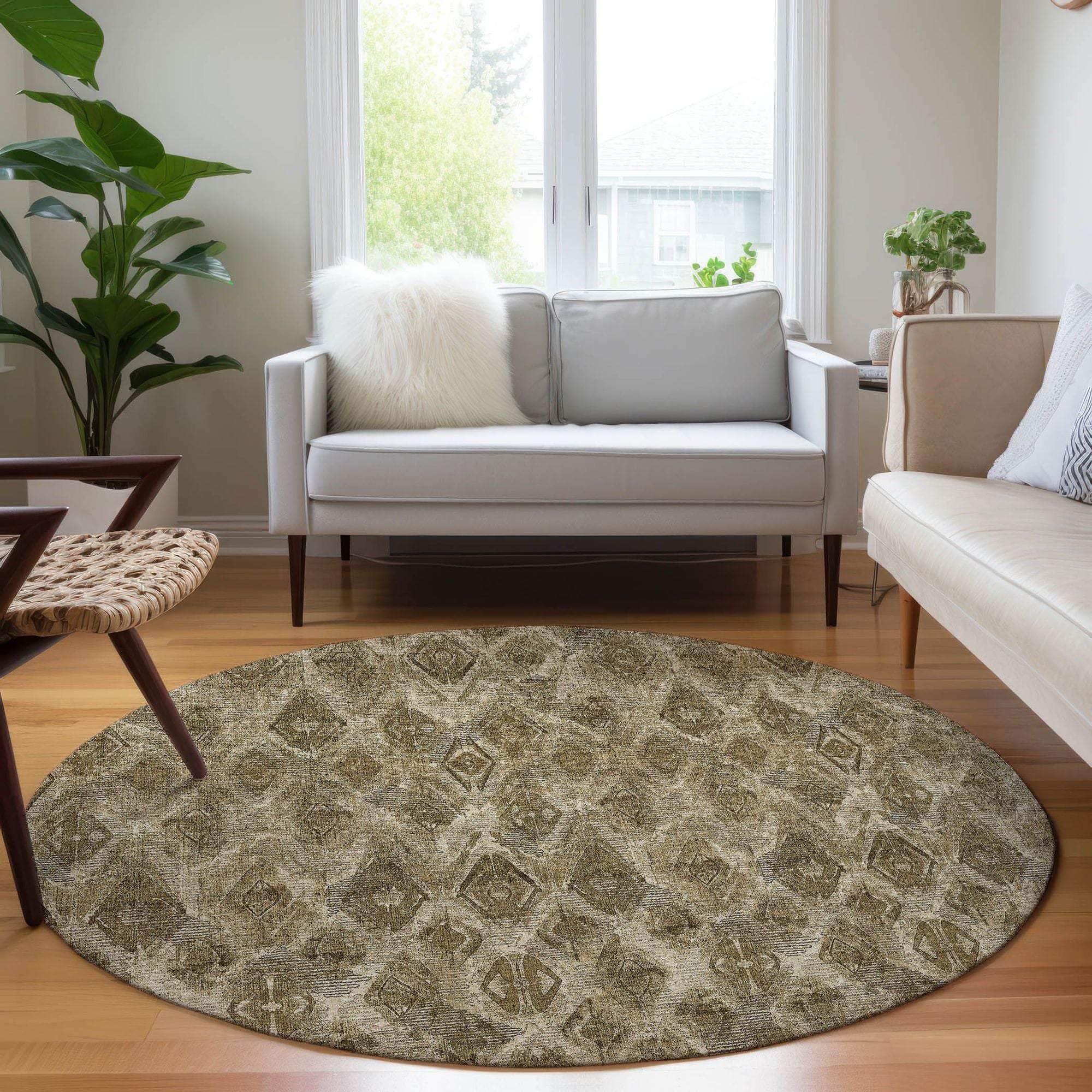 Machine Made ACN622 Mocha Brown Rugs 
