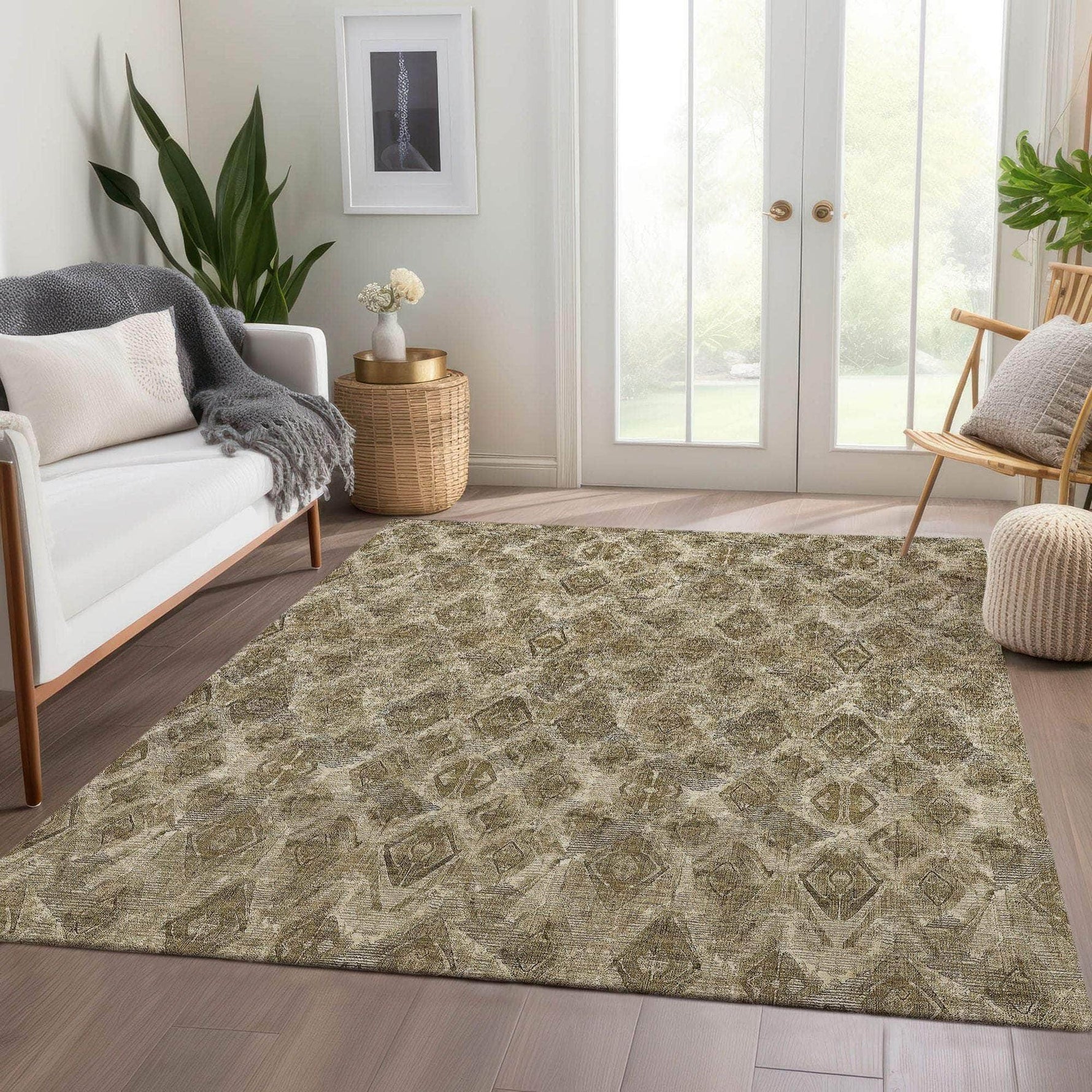 Machine Made ACN622 Mocha Brown Rugs 