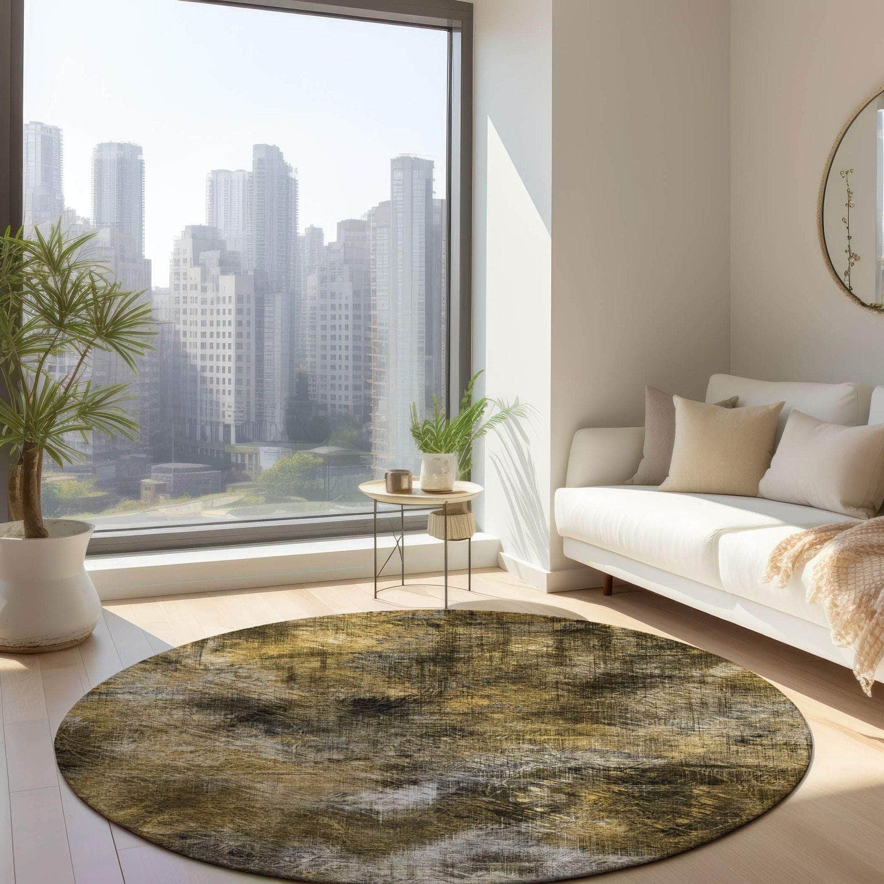 Machine Made ACN596 Mocha Brown Rugs 