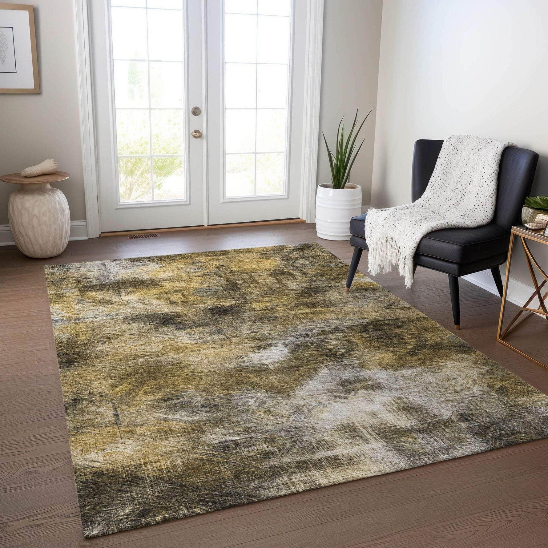 Machine Made ACN596 Mocha Brown Rugs 