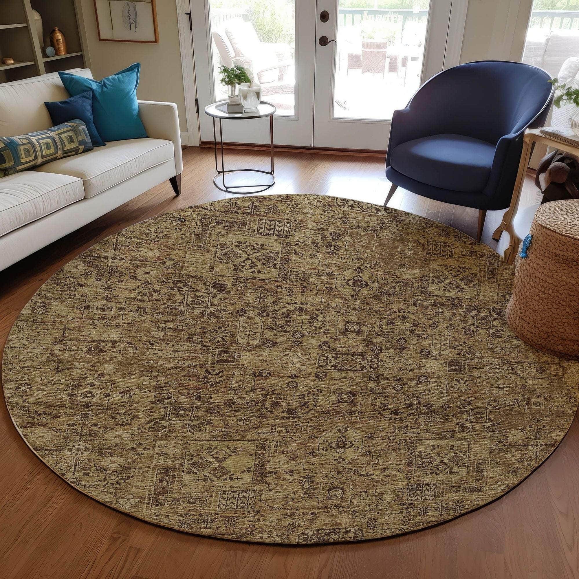 Machine Made ACN611 Mocha Brown Rugs 