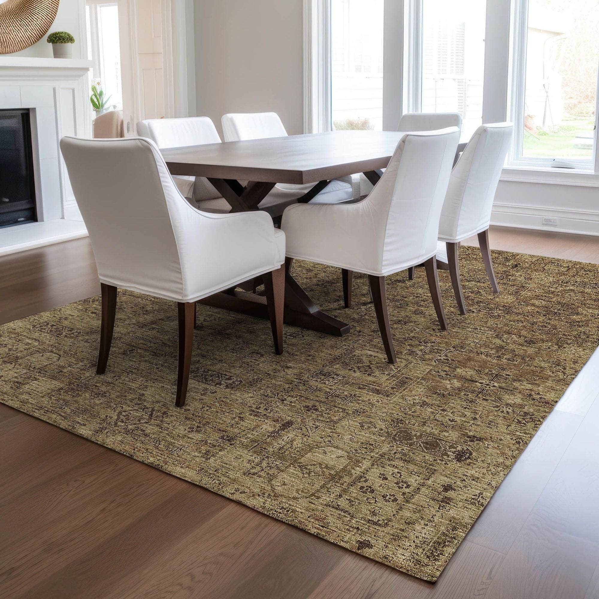 Machine Made ACN611 Mocha Brown Rugs 