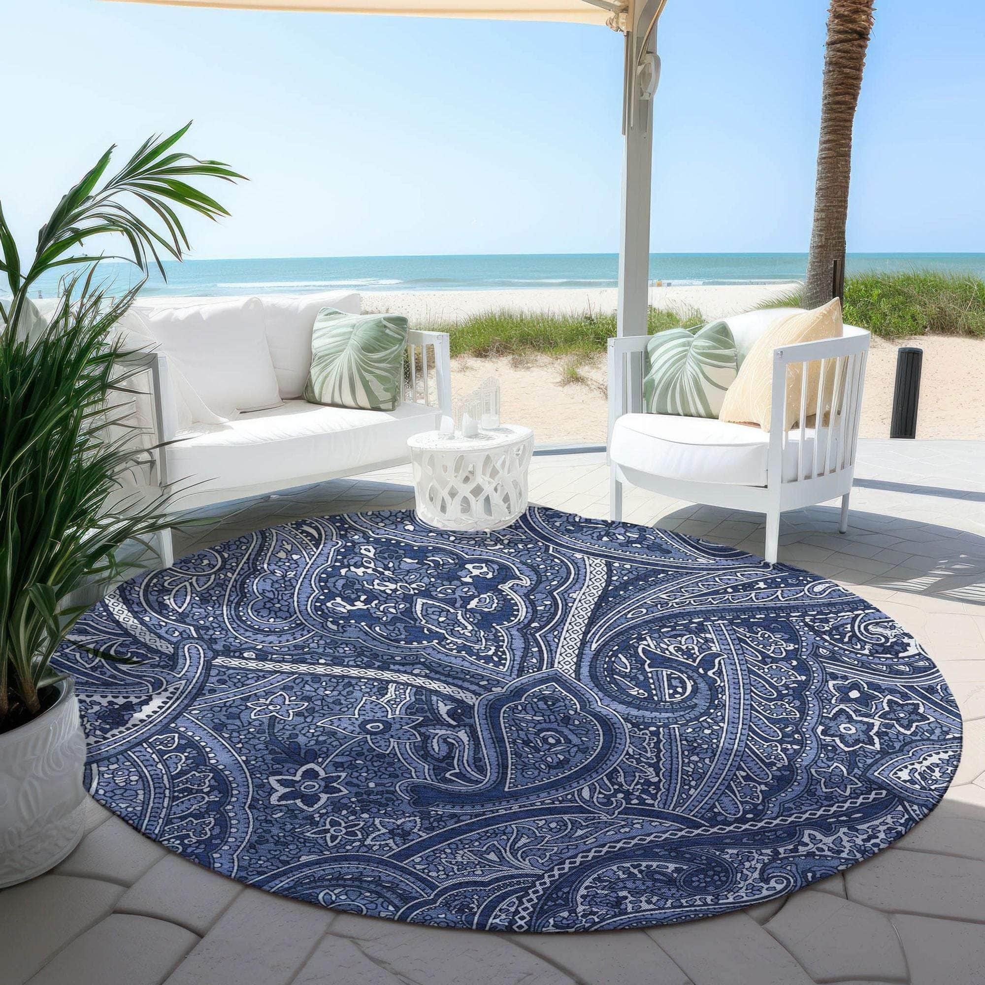 Machine Made ACN623 Navy Blue Rugs 