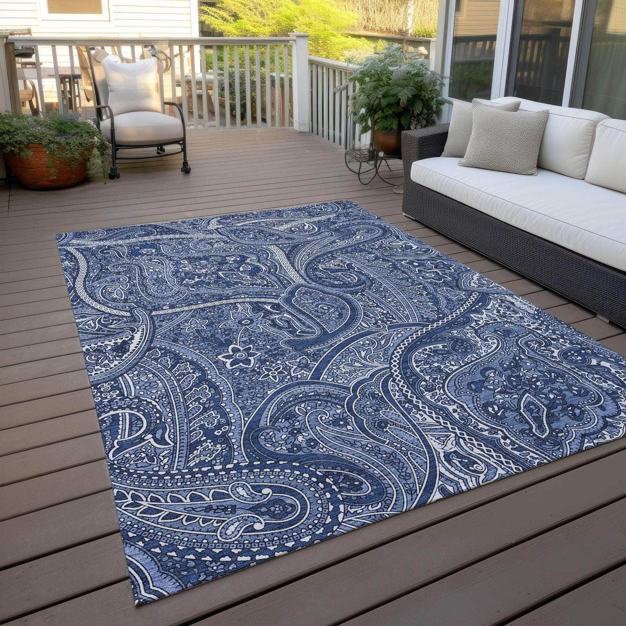 Machine Made ACN623 Navy Blue Rugs 