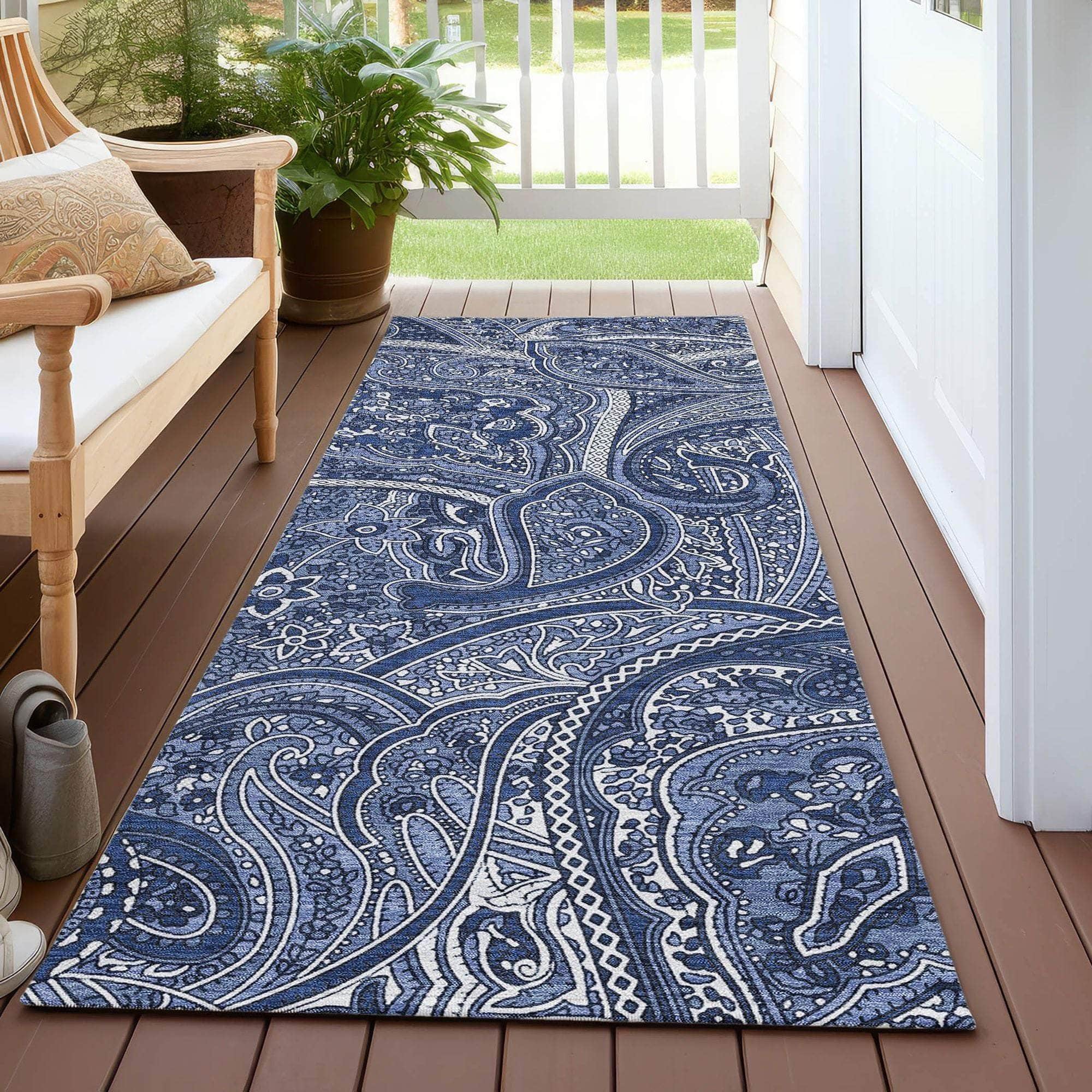 Machine Made ACN623 Navy Blue Rugs 