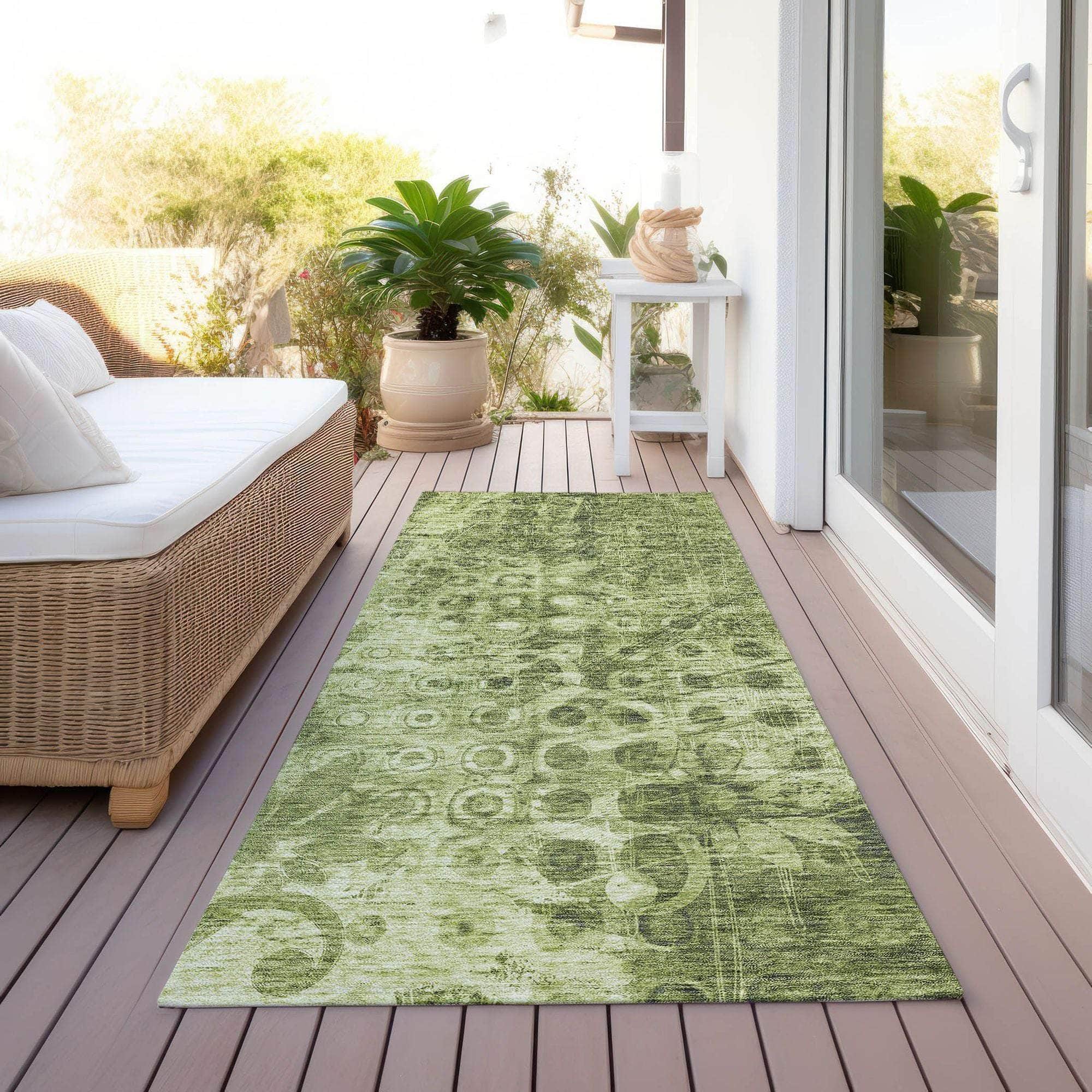 Machine Made ACN577 Olive Green Rugs 