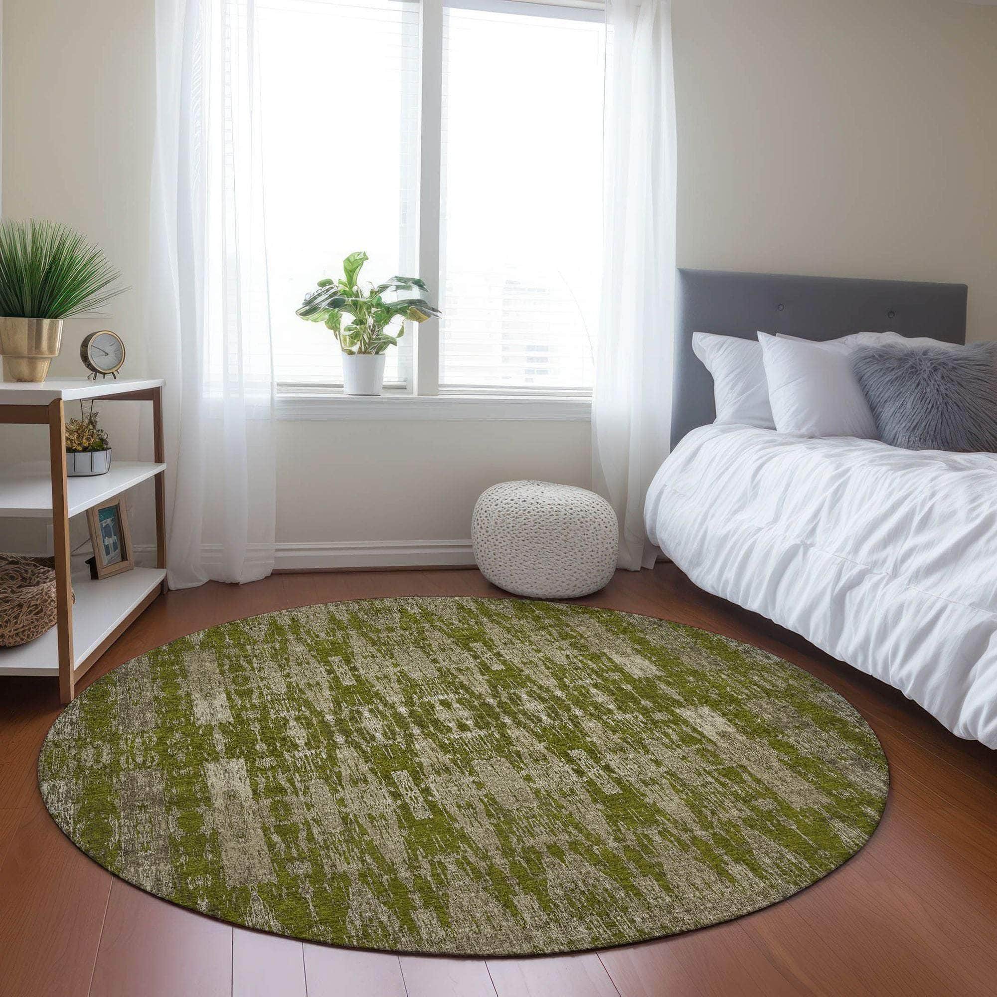Machine Made ACN580 Olive Green Rugs 