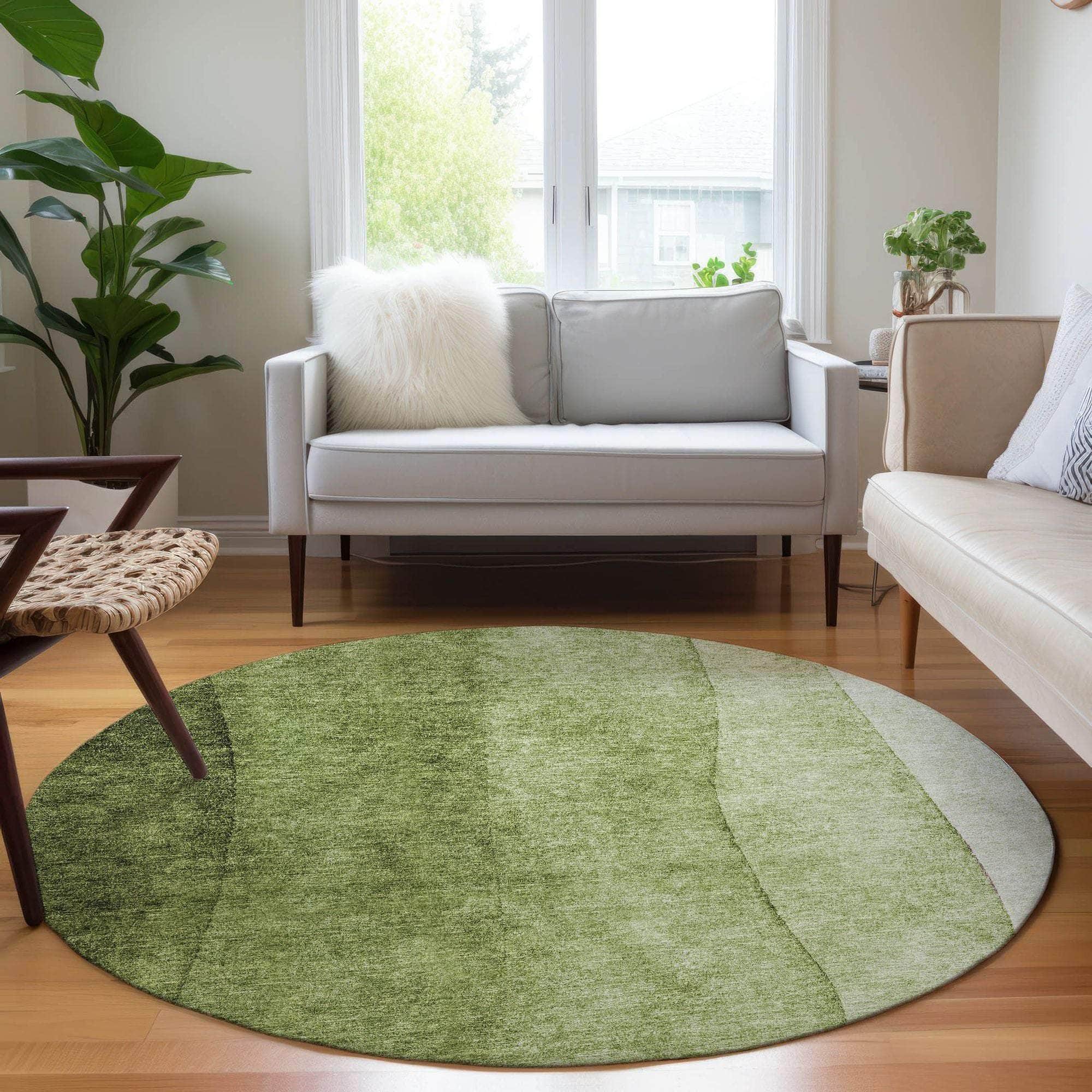 Machine Made ACN625 Olive Green Rugs 
