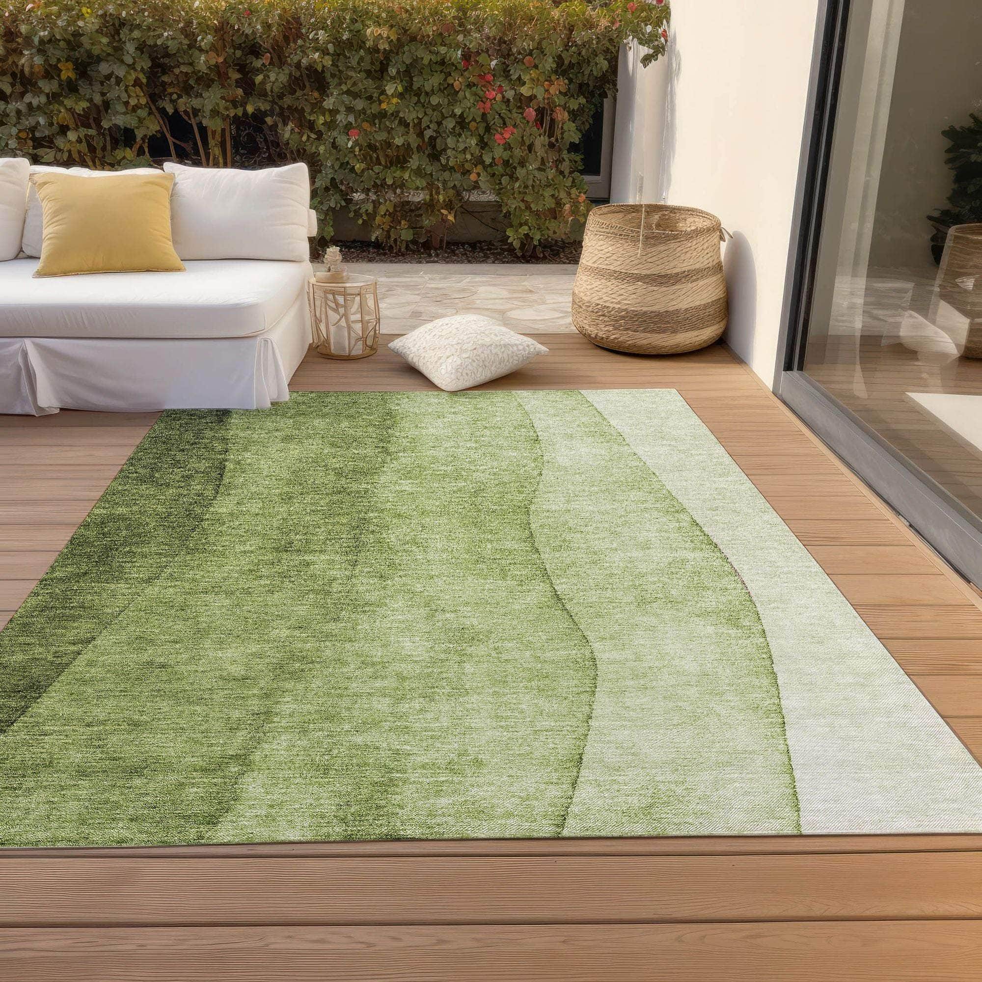 Machine Made ACN625 Olive Green Rugs 