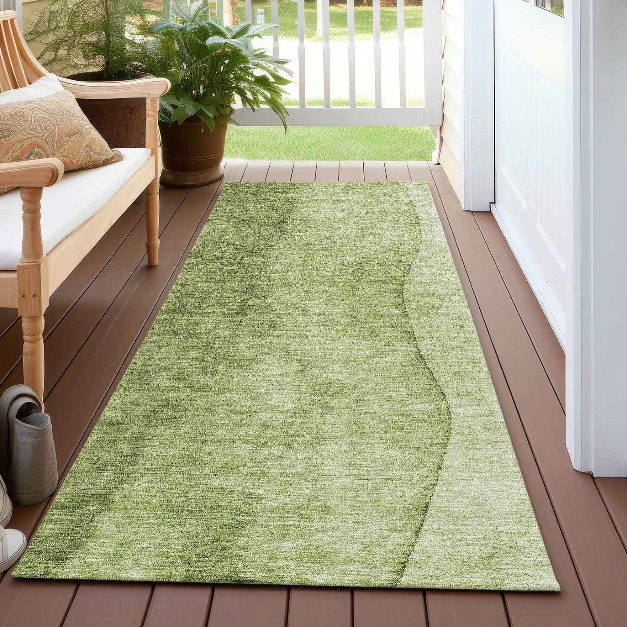 Machine Made ACN625 Olive Green Rugs 