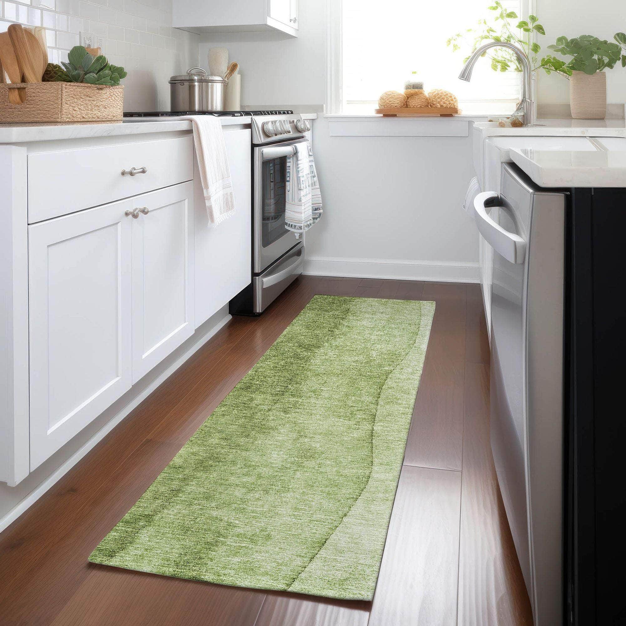 Machine Made ACN625 Olive Green Rugs 