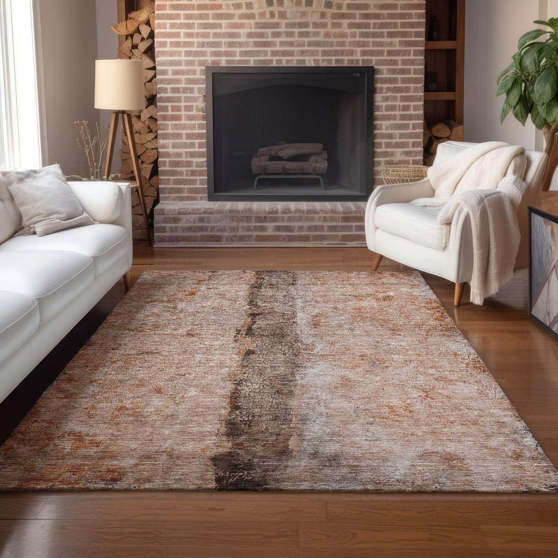 Machine Made ACN605 Paprika Orange Rugs 