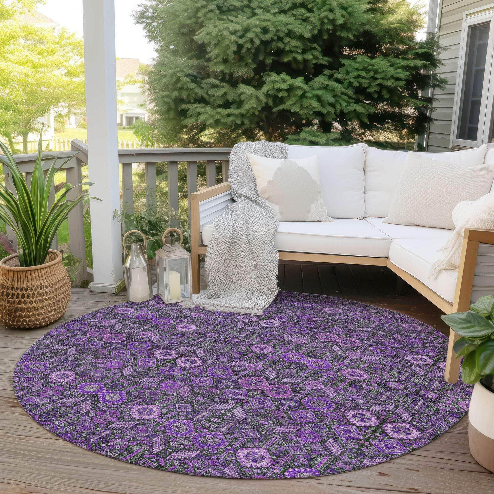 Machine Made ACN574 Purple  Rugs 