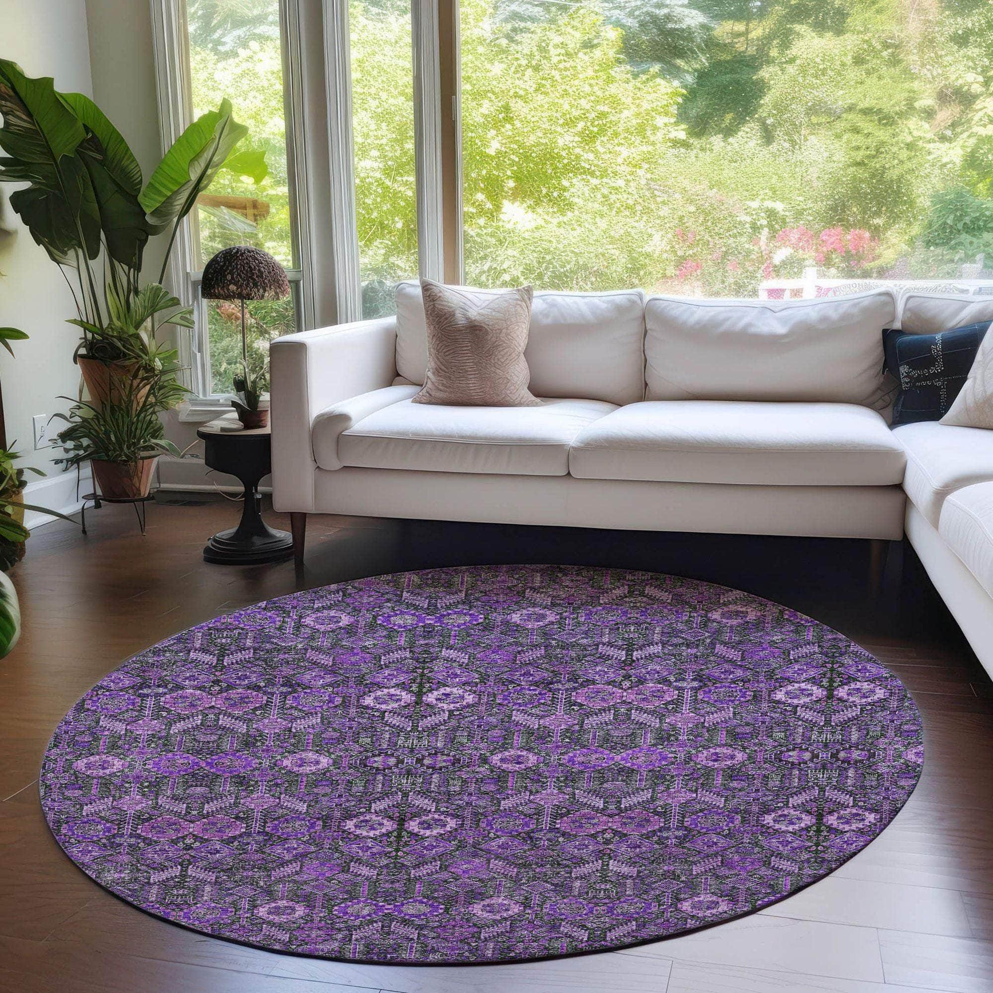 Machine Made ACN574 Purple  Rugs 