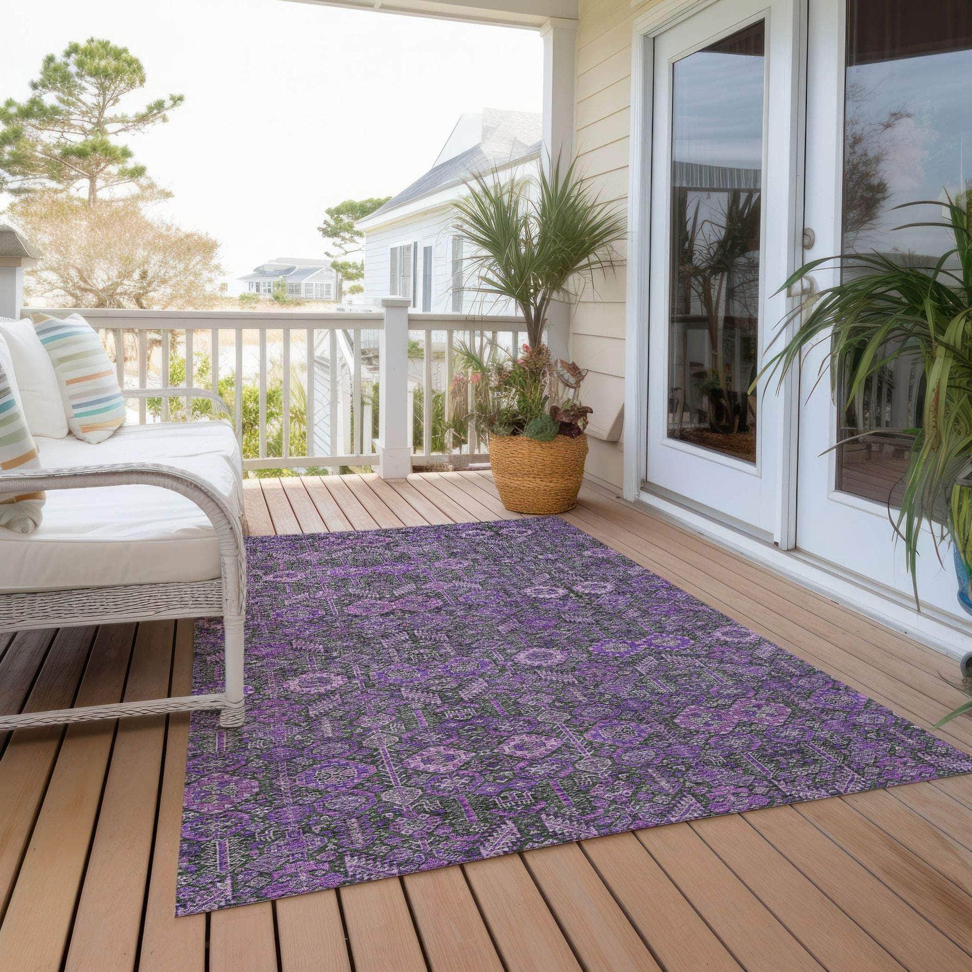 Machine Made ACN574 Purple  Rugs 