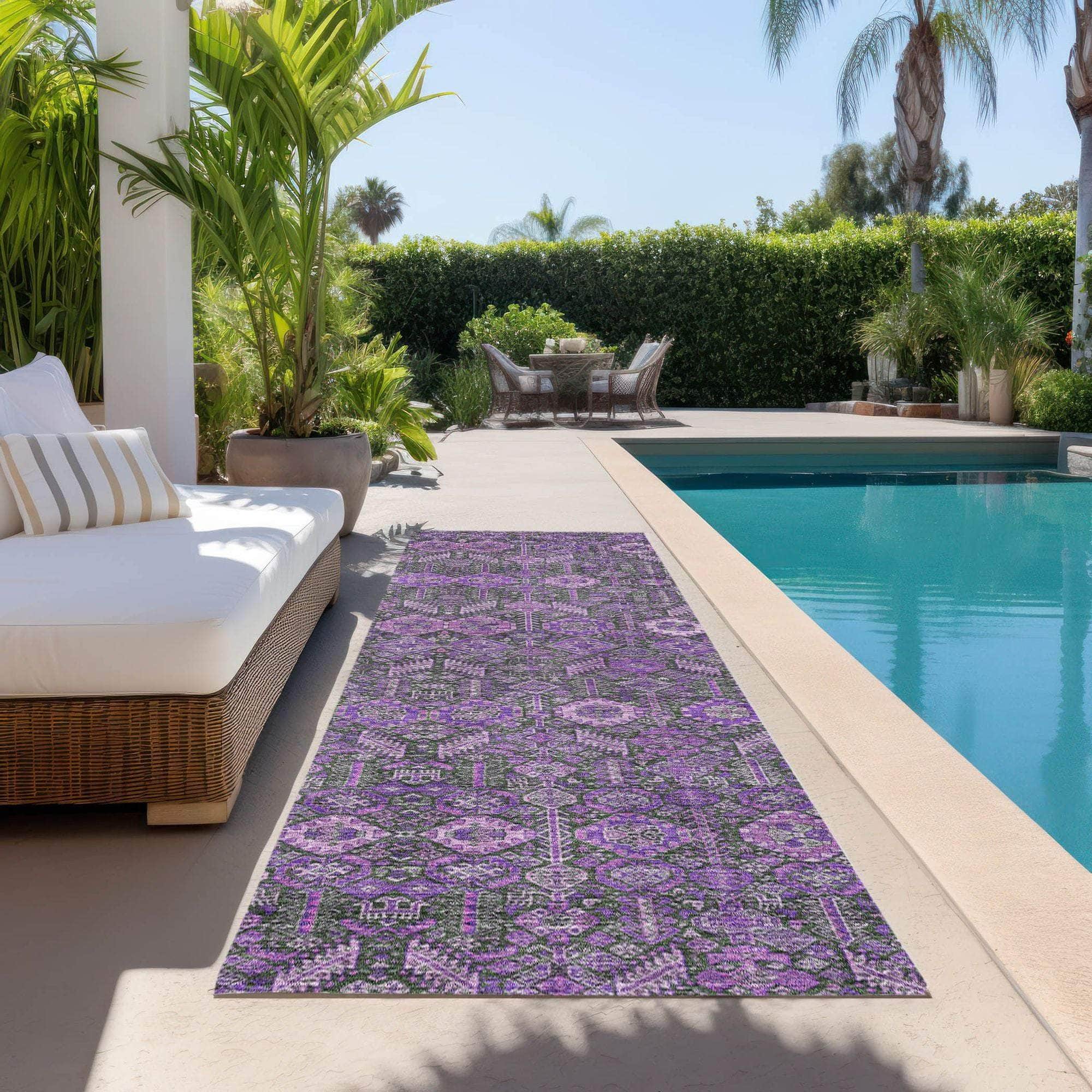 Machine Made ACN574 Purple  Rugs 