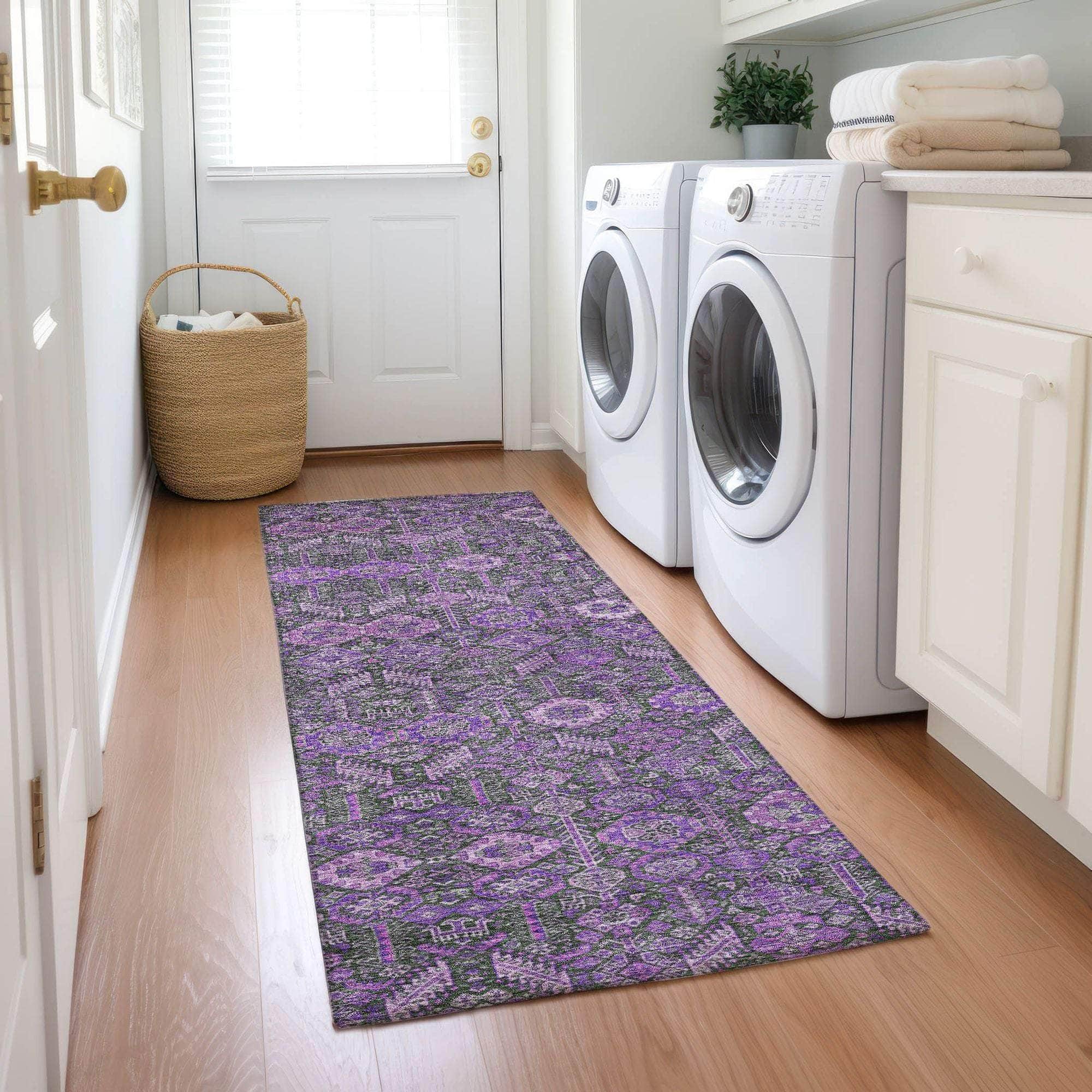 Machine Made ACN574 Purple  Rugs 