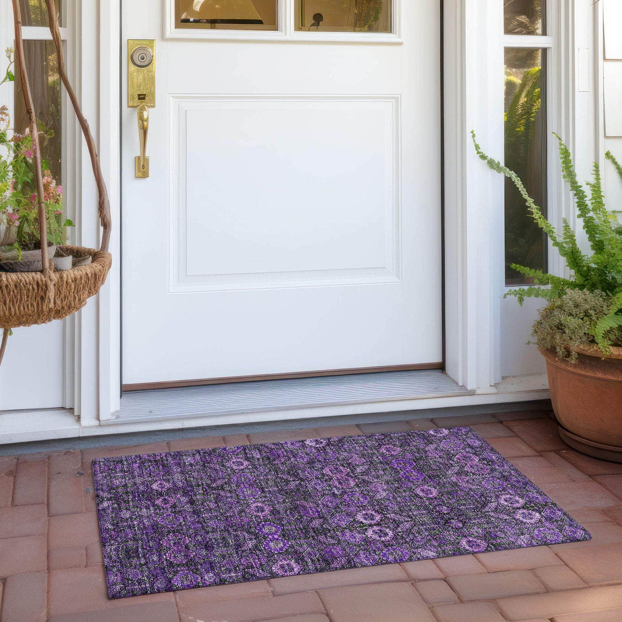 Machine Made ACN574 Purple  Rugs 