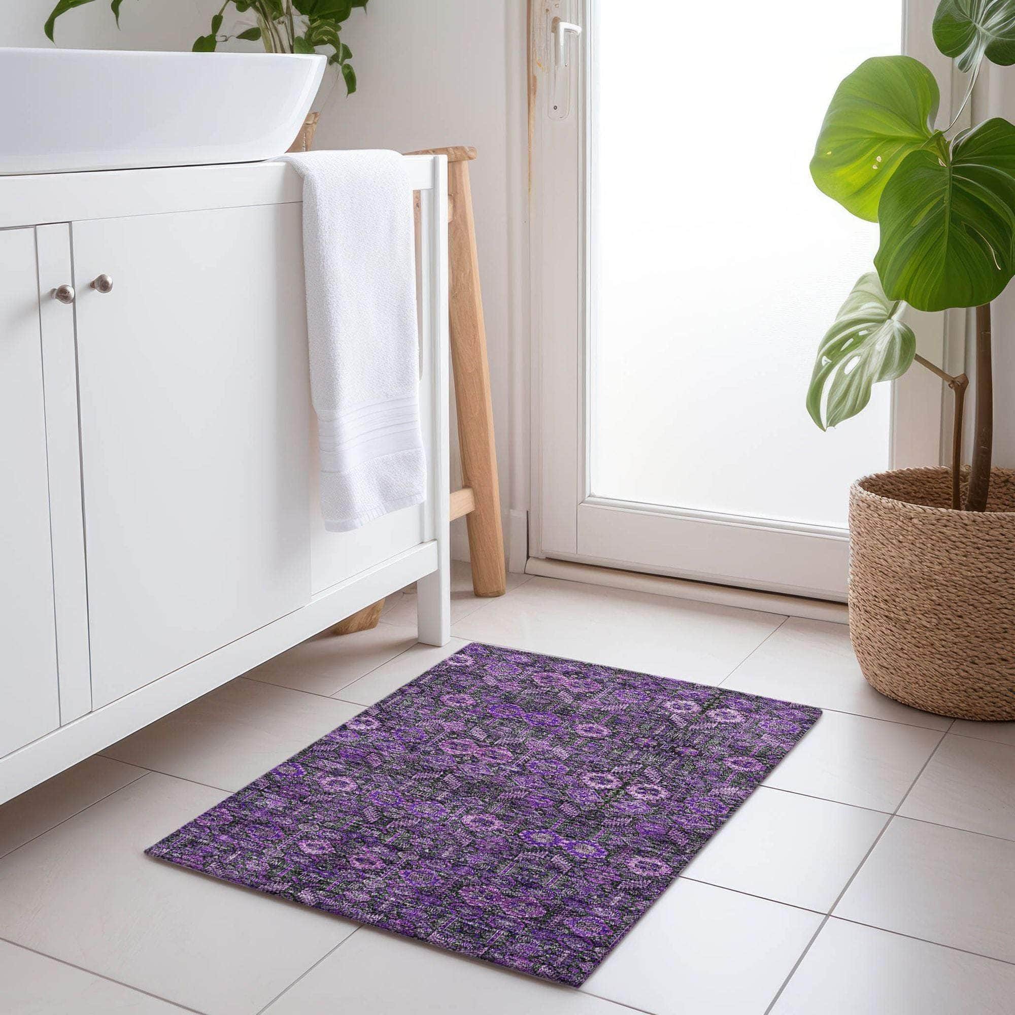 Machine Made ACN574 Purple  Rugs 