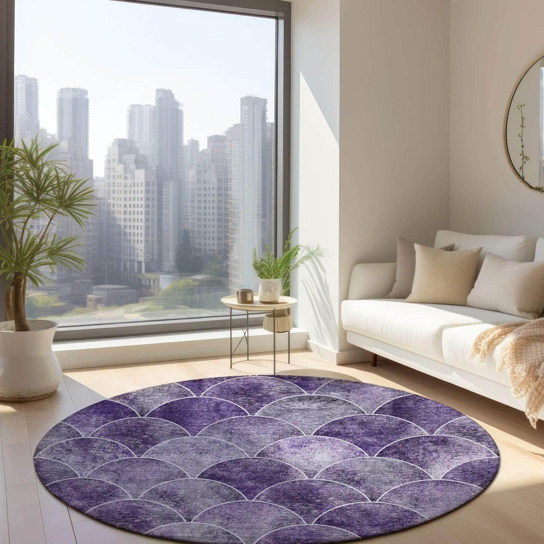 Machine Made ACN594 Purple  Rugs 