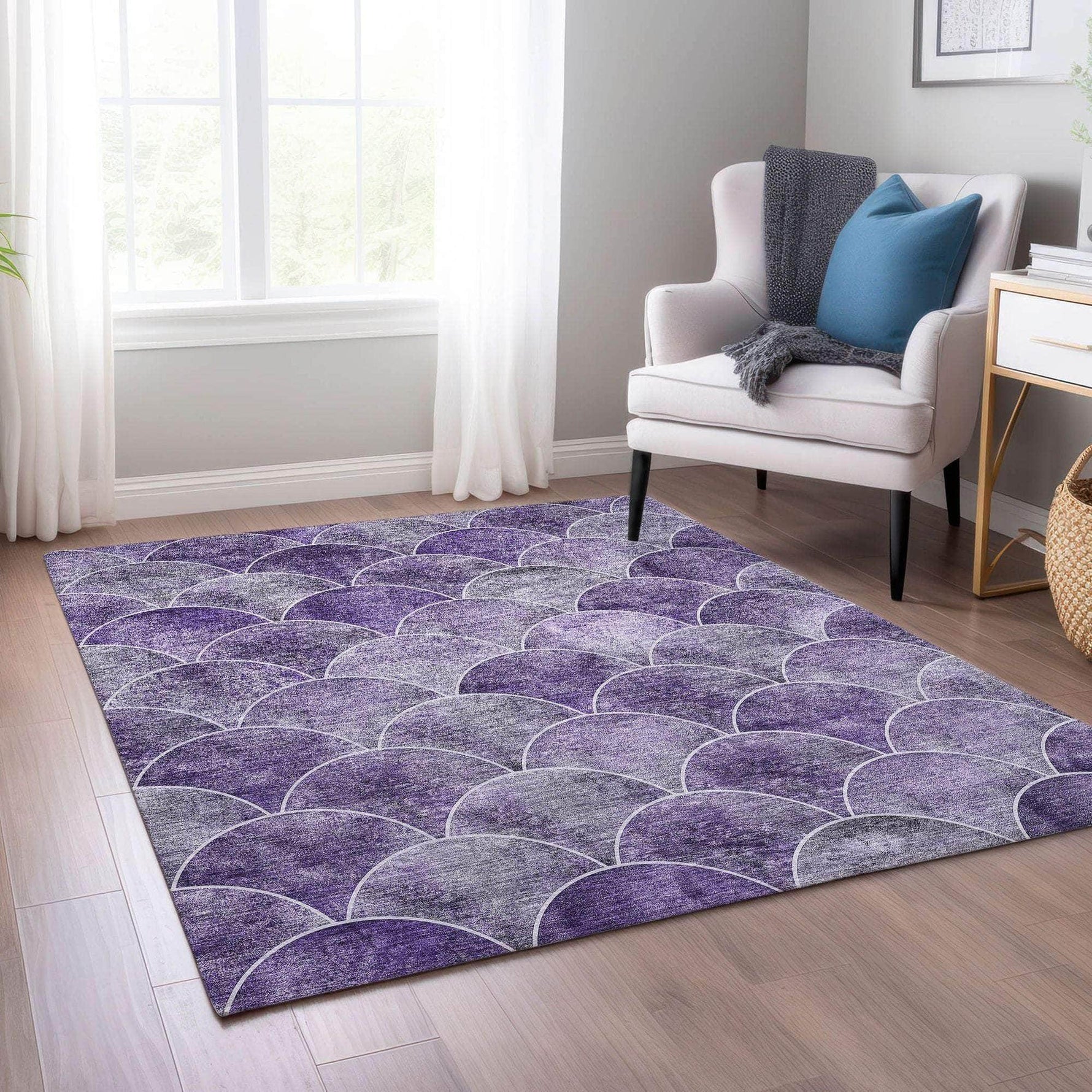 Machine Made ACN594 Purple  Rugs 