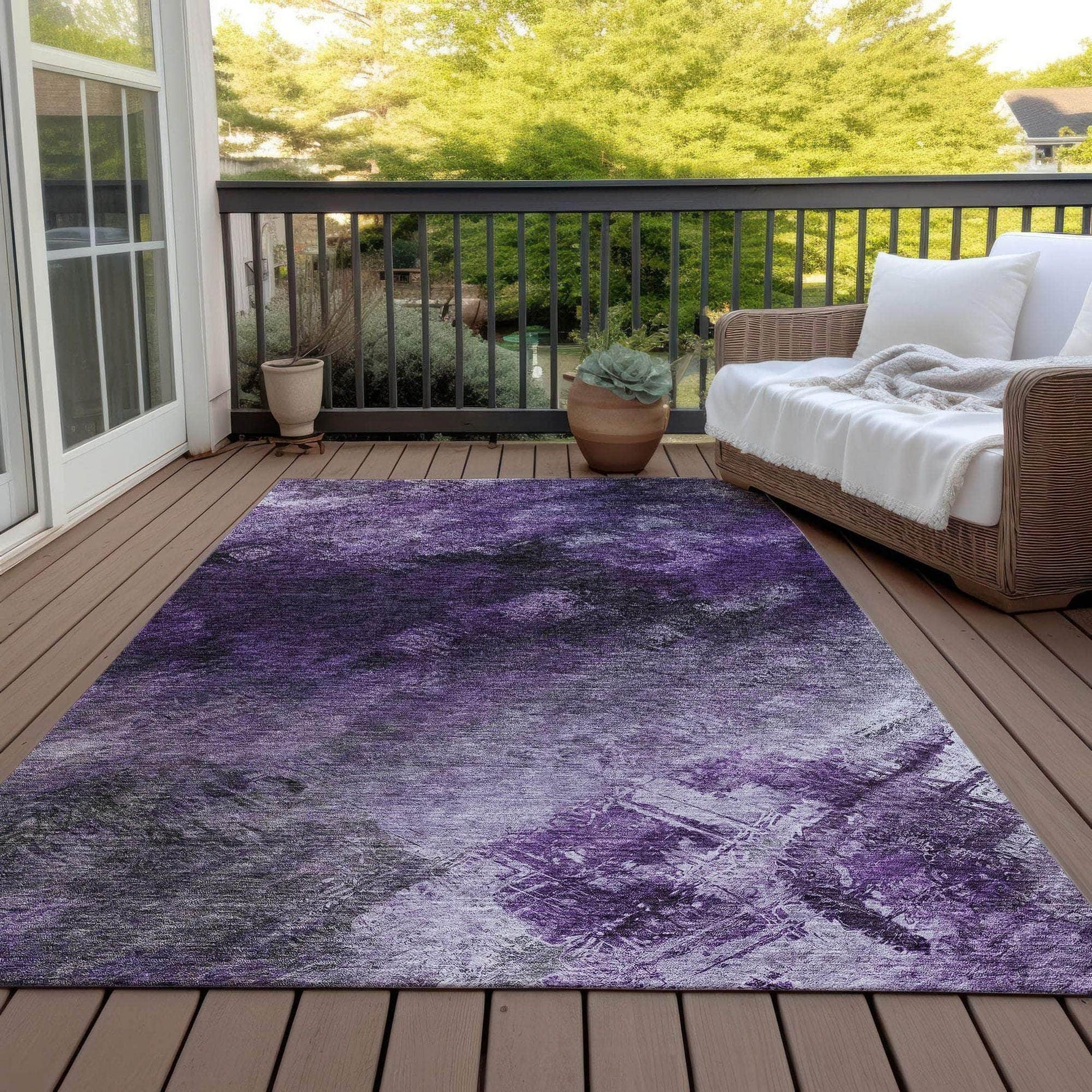 Machine Made ACN590 Purple  Rugs 