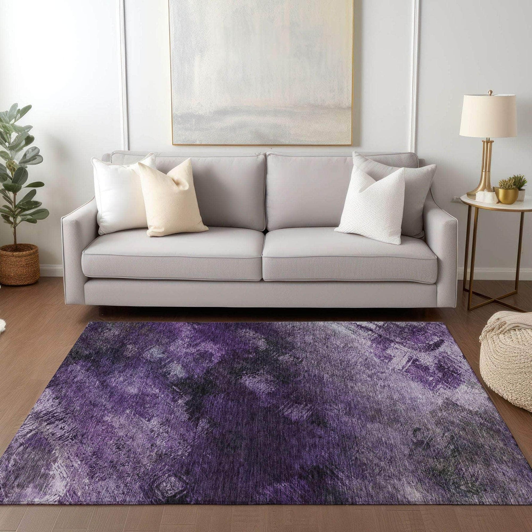 Machine Made ACN590 Purple  Rugs 
