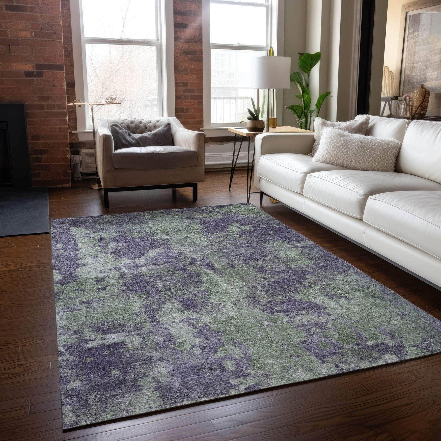 Machine Made ACN573 Purple  Rugs 