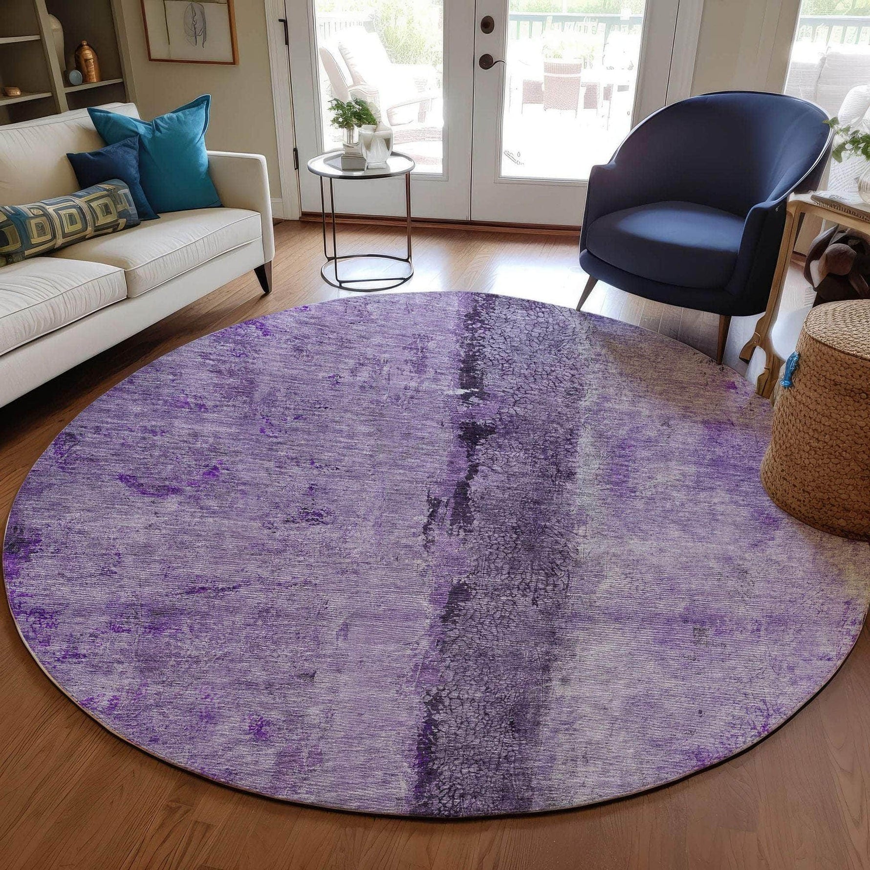 Machine Made ACN605 Purple  Rugs 