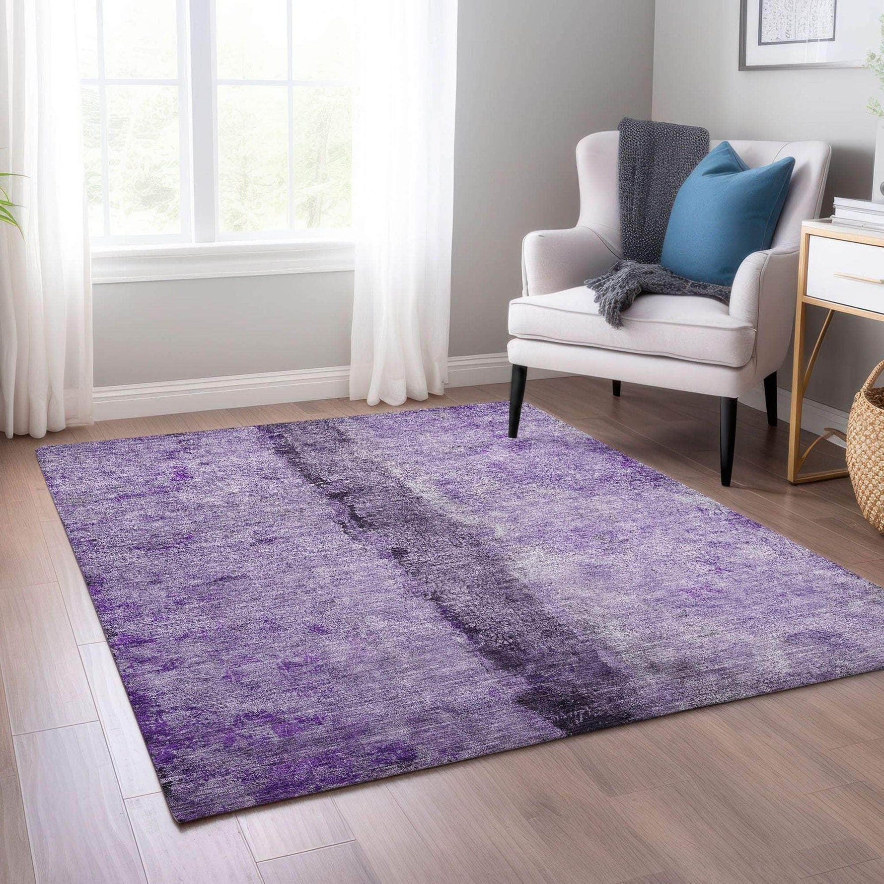 Machine Made ACN605 Purple  Rugs 