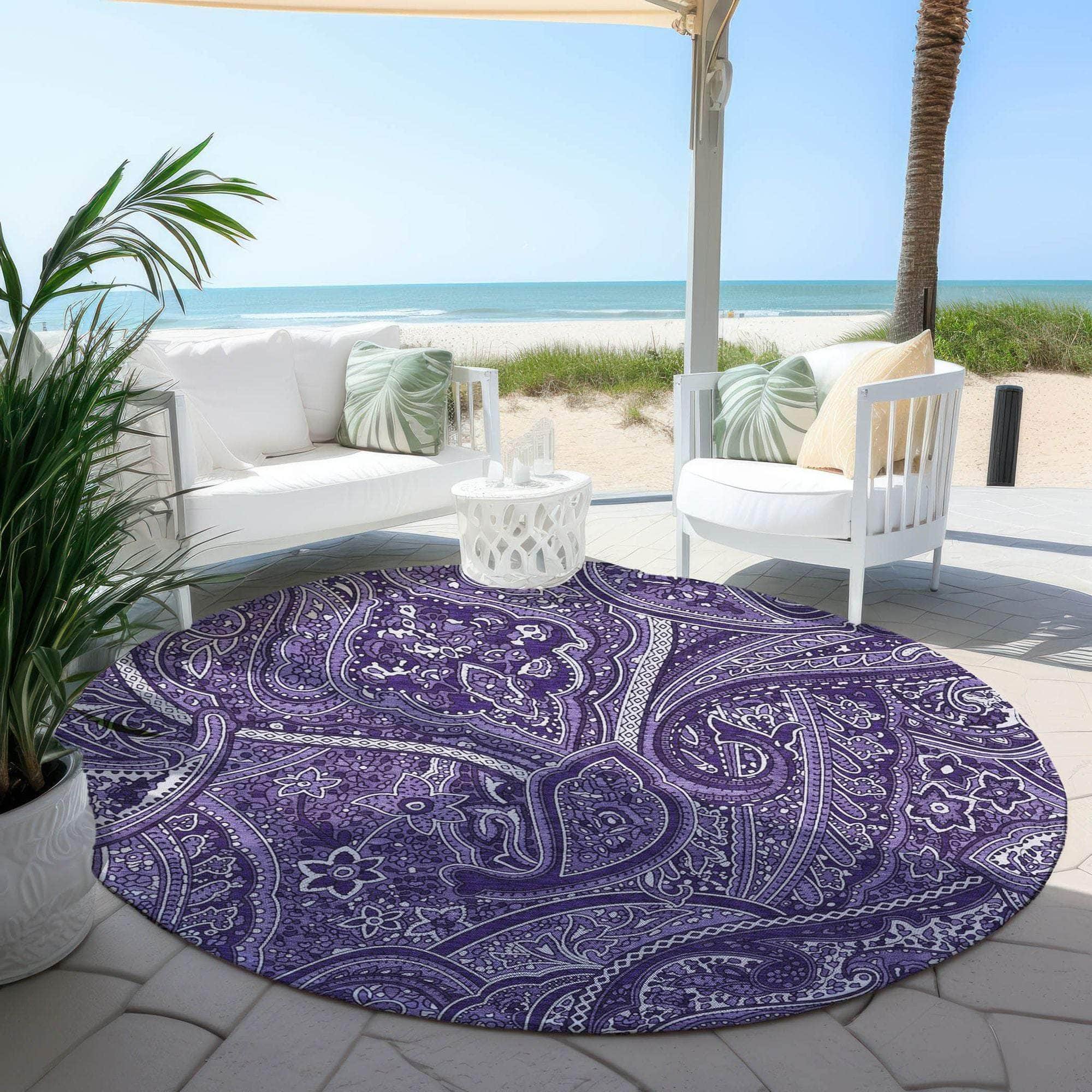 Machine Made ACN623 Purple  Rugs 