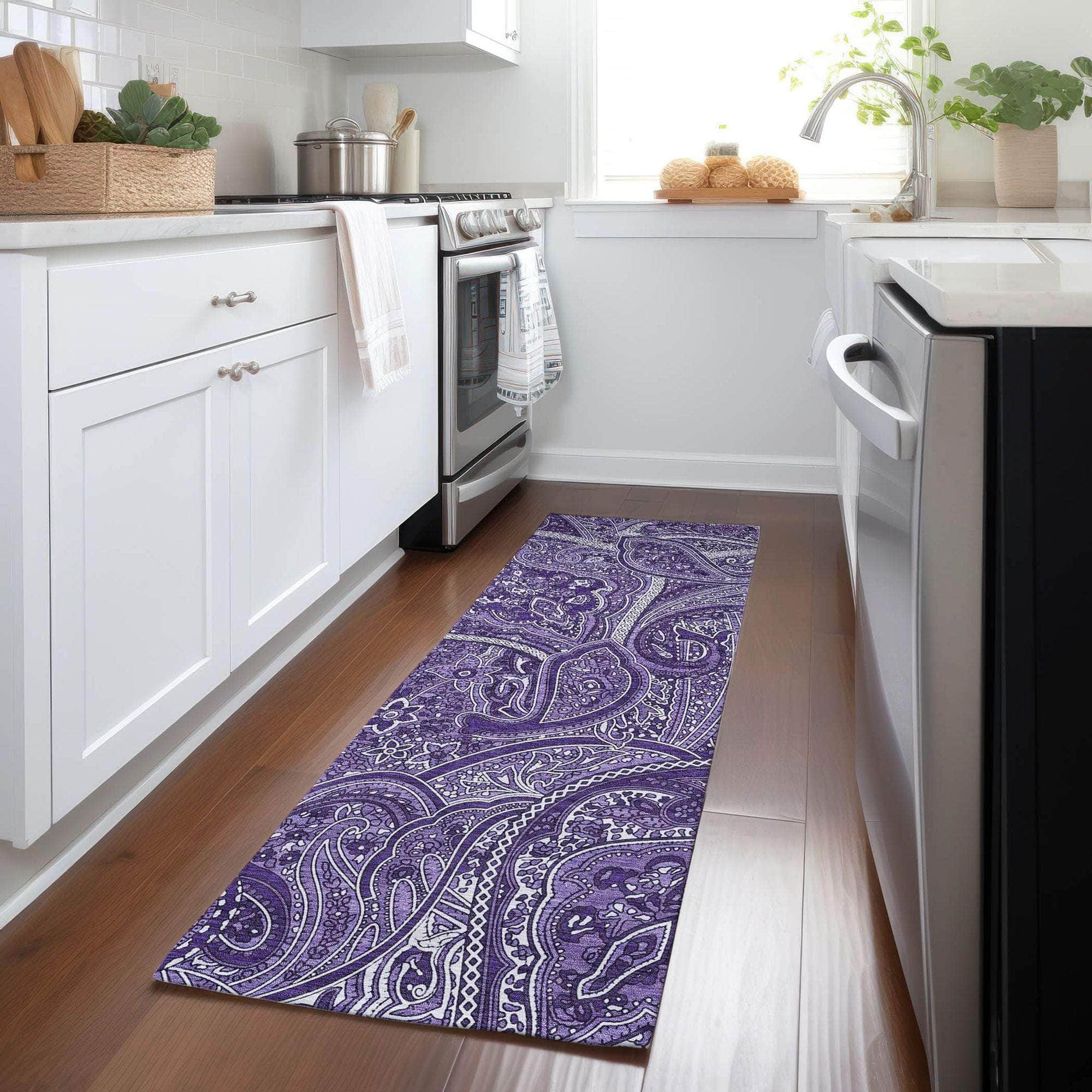Machine Made ACN623 Purple  Rugs 