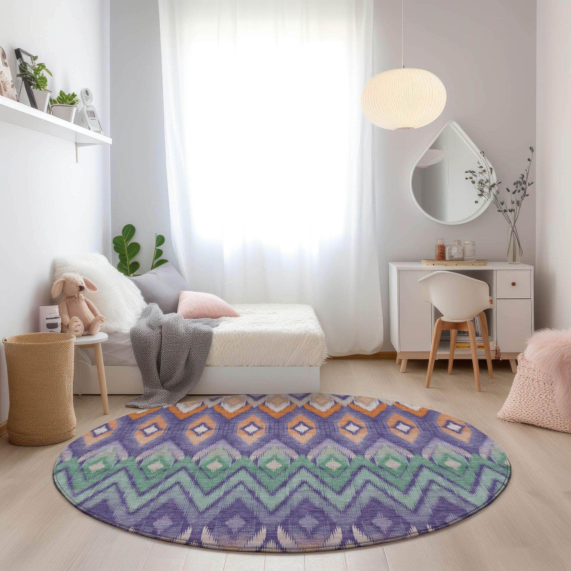 Machine Made ACN617 Purple  Rugs 