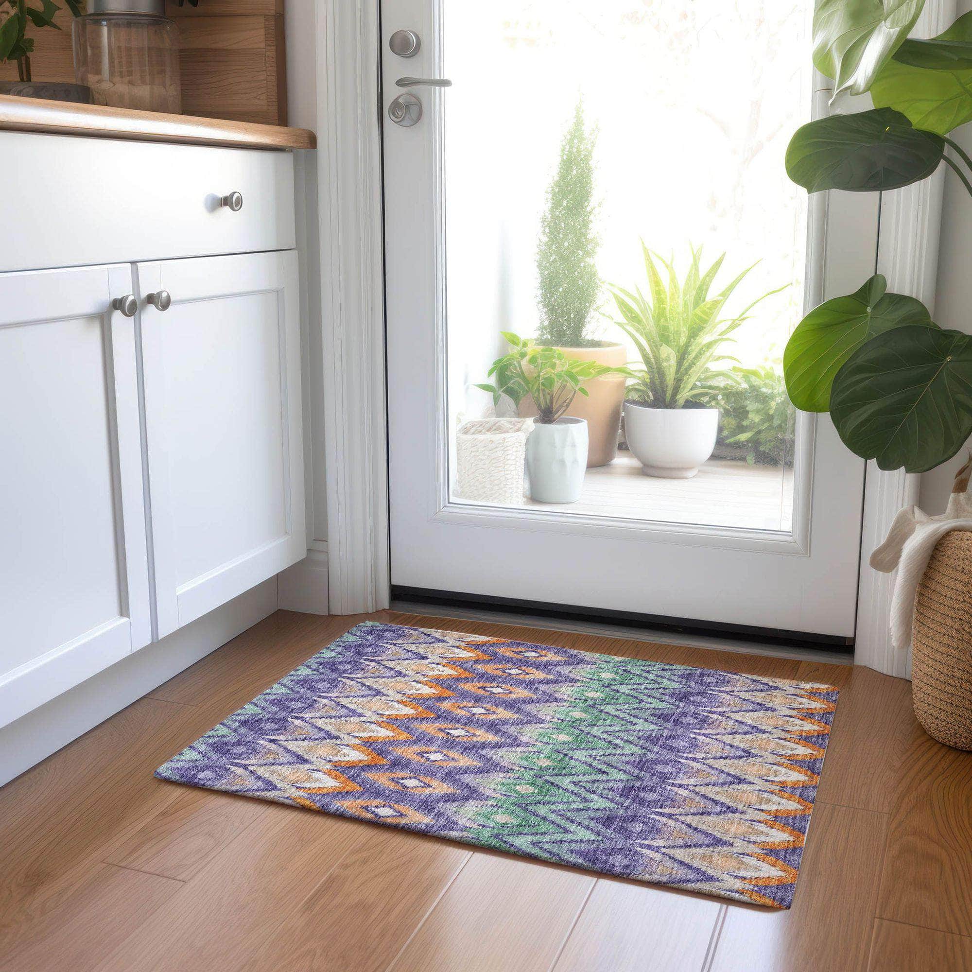Machine Made ACN617 Purple  Rugs 