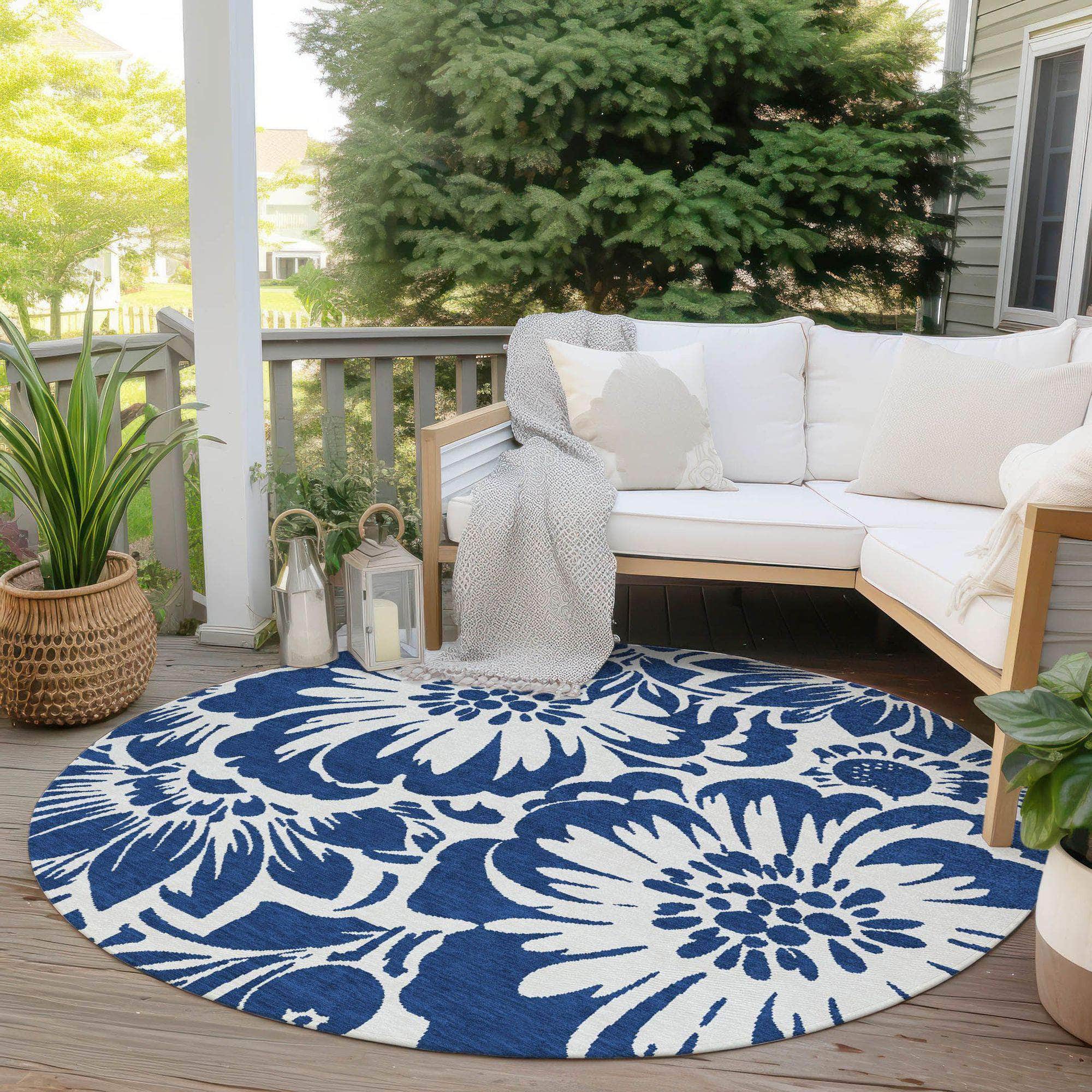 Machine Made ACN551 Navy Blue Rugs 