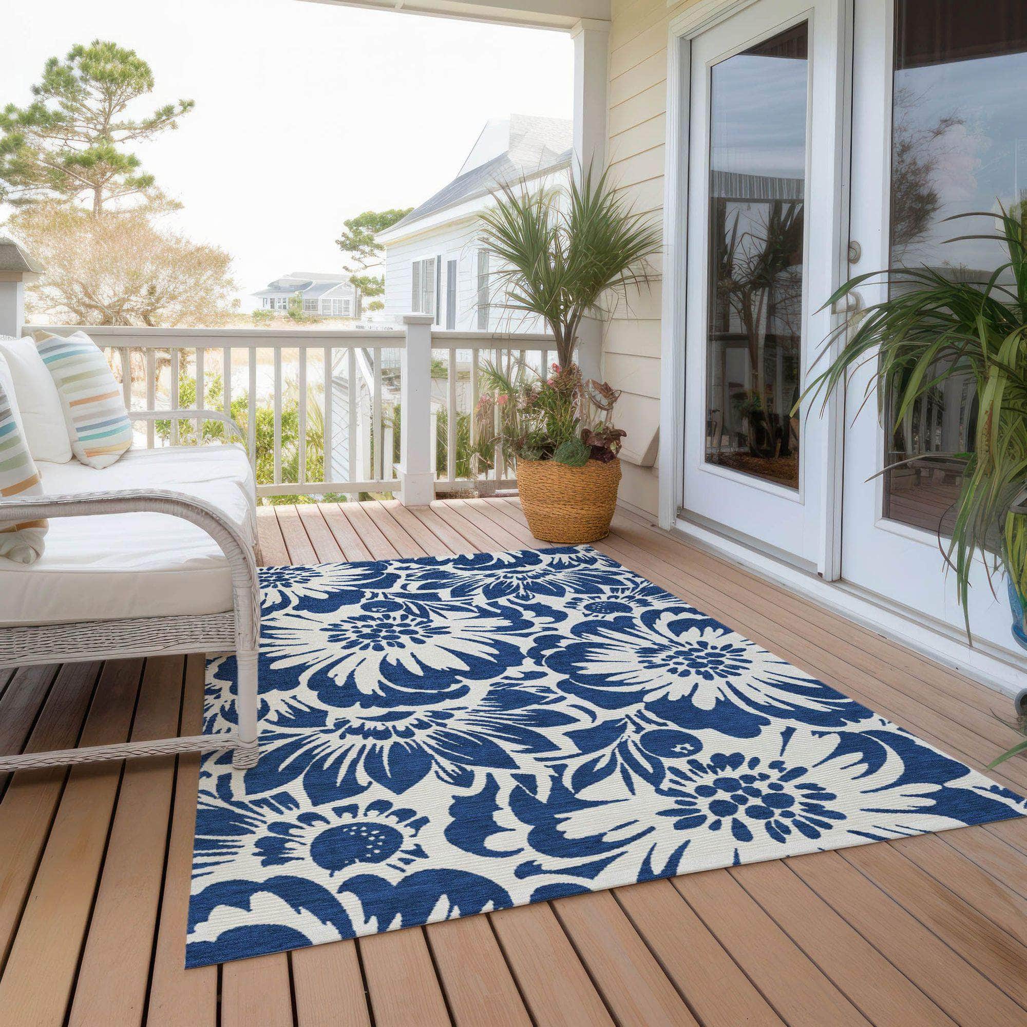 Machine Made ACN551 Navy Blue Rugs 