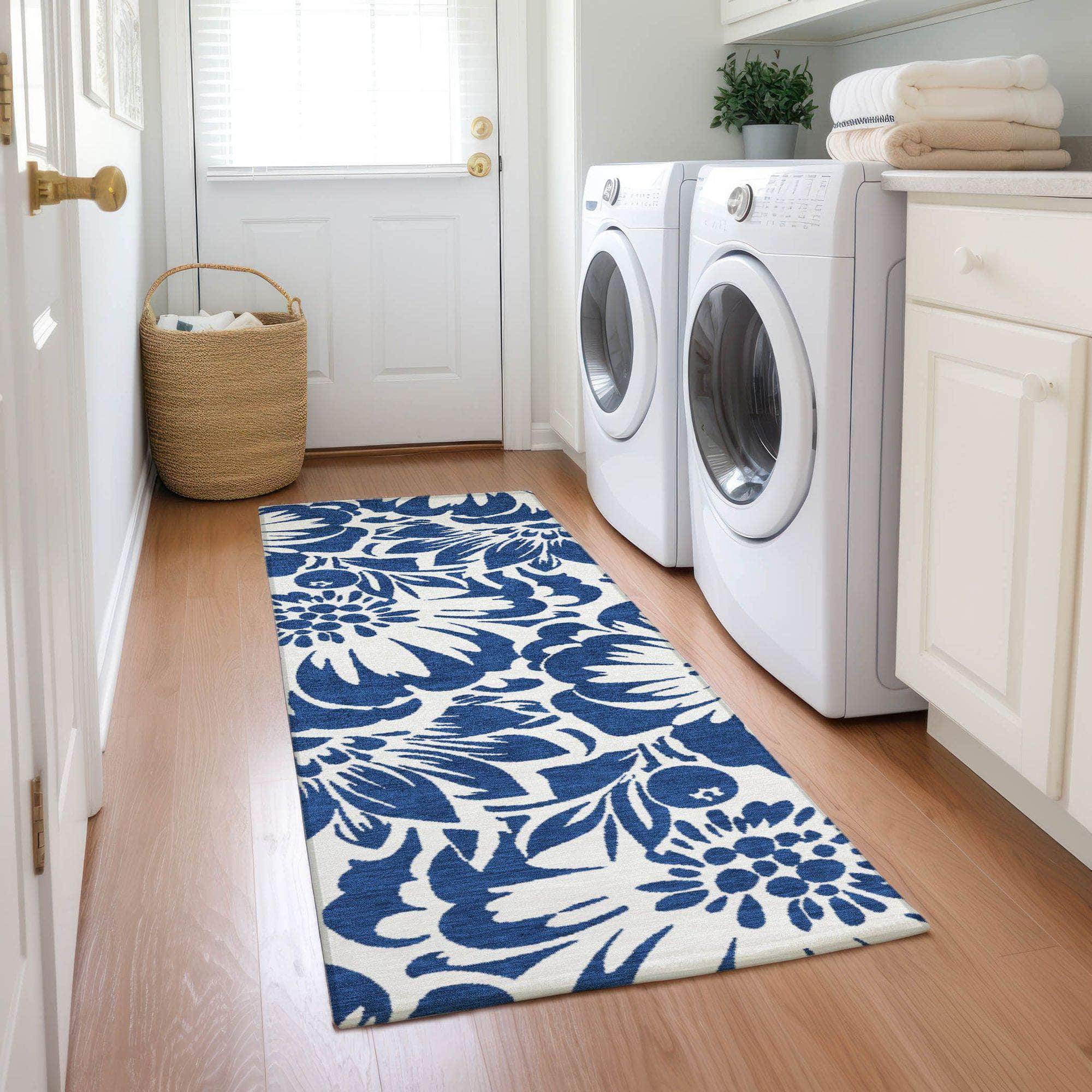 Machine Made ACN551 Navy Blue Rugs 