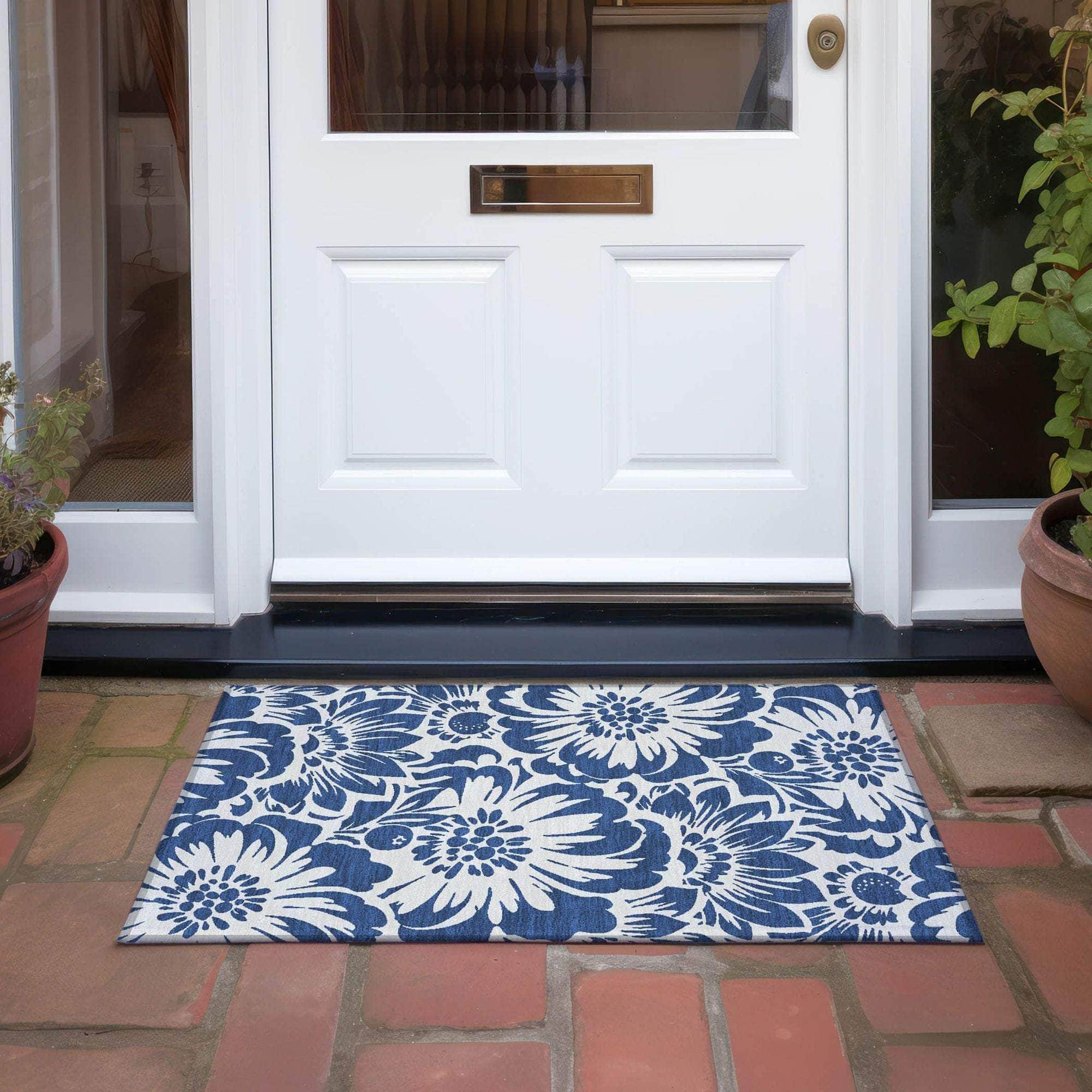 Machine Made ACN551 Navy Blue Rugs 