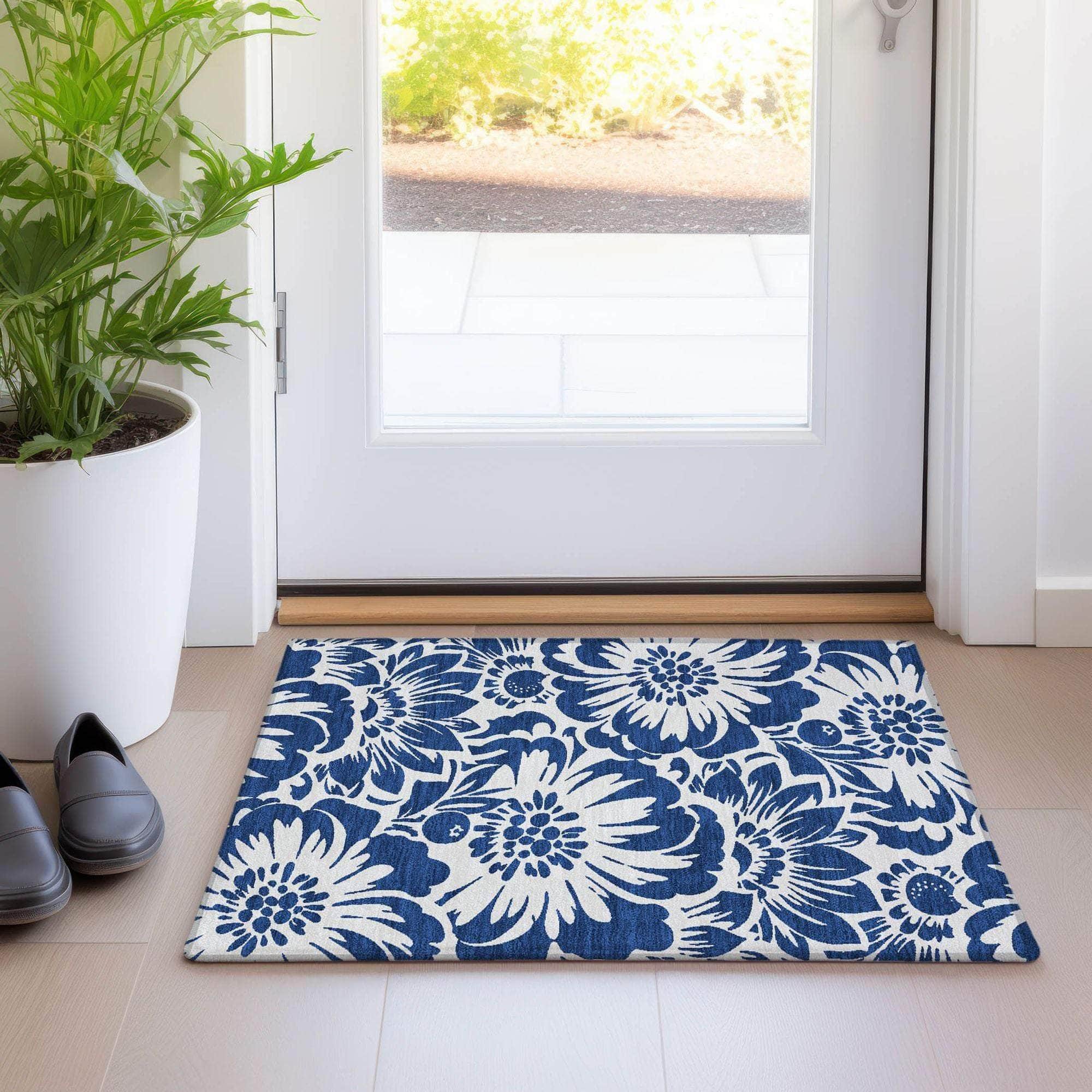 Machine Made ACN551 Navy Blue Rugs 