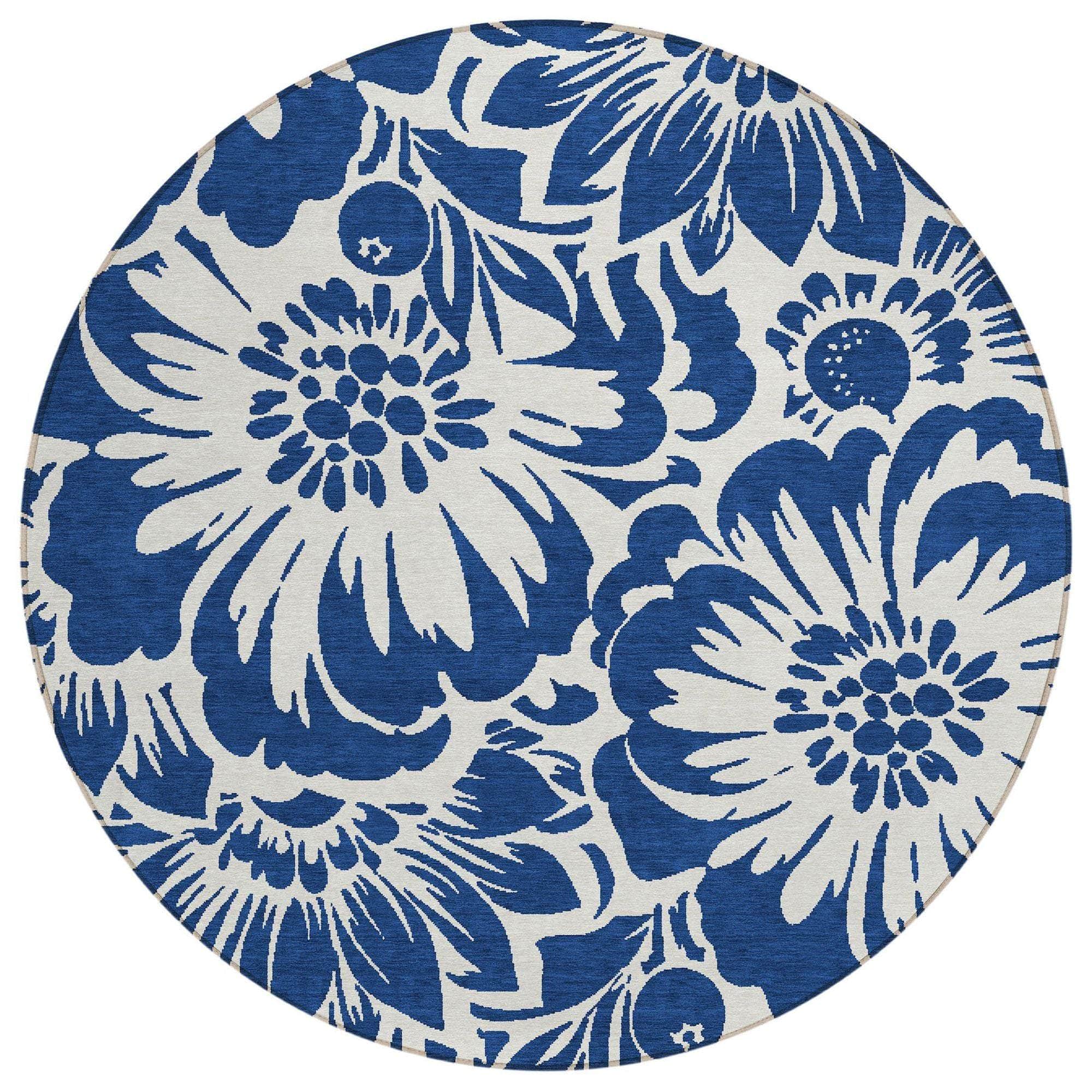 Machine Made ACN551 Navy Blue Rugs 