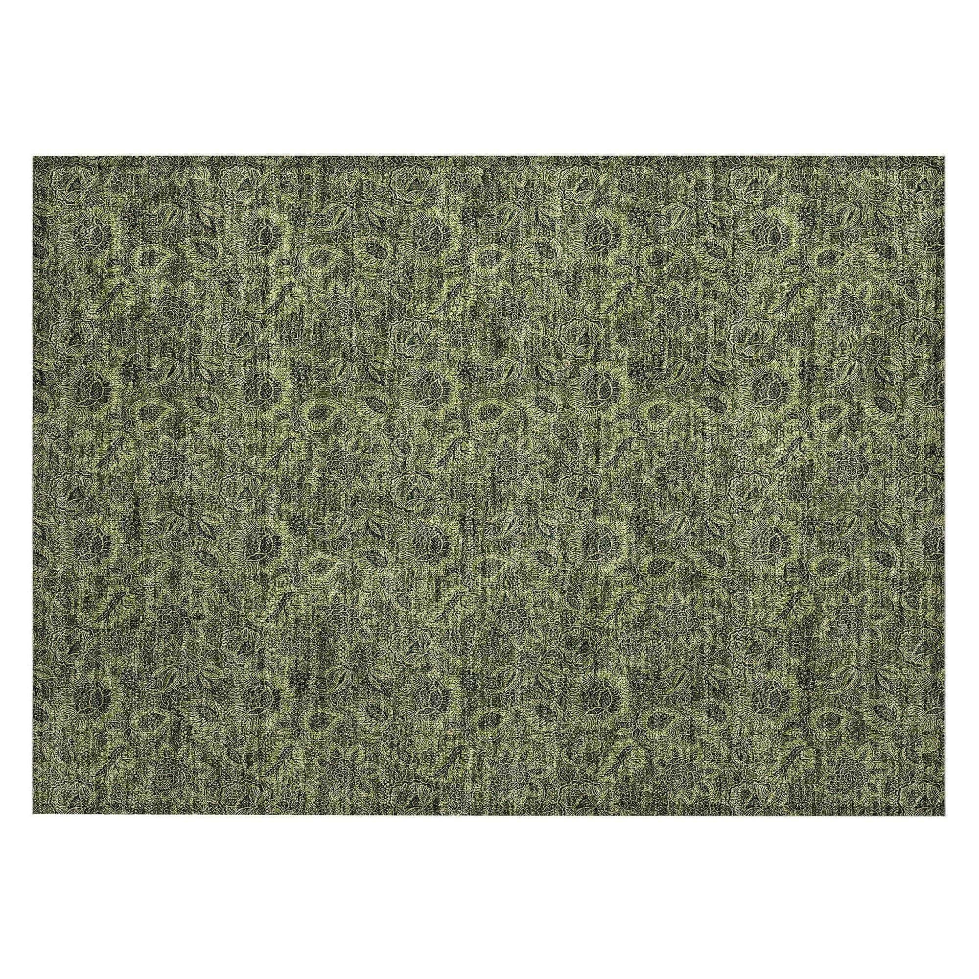 Machine Made ACN661 Olive Green Rugs 