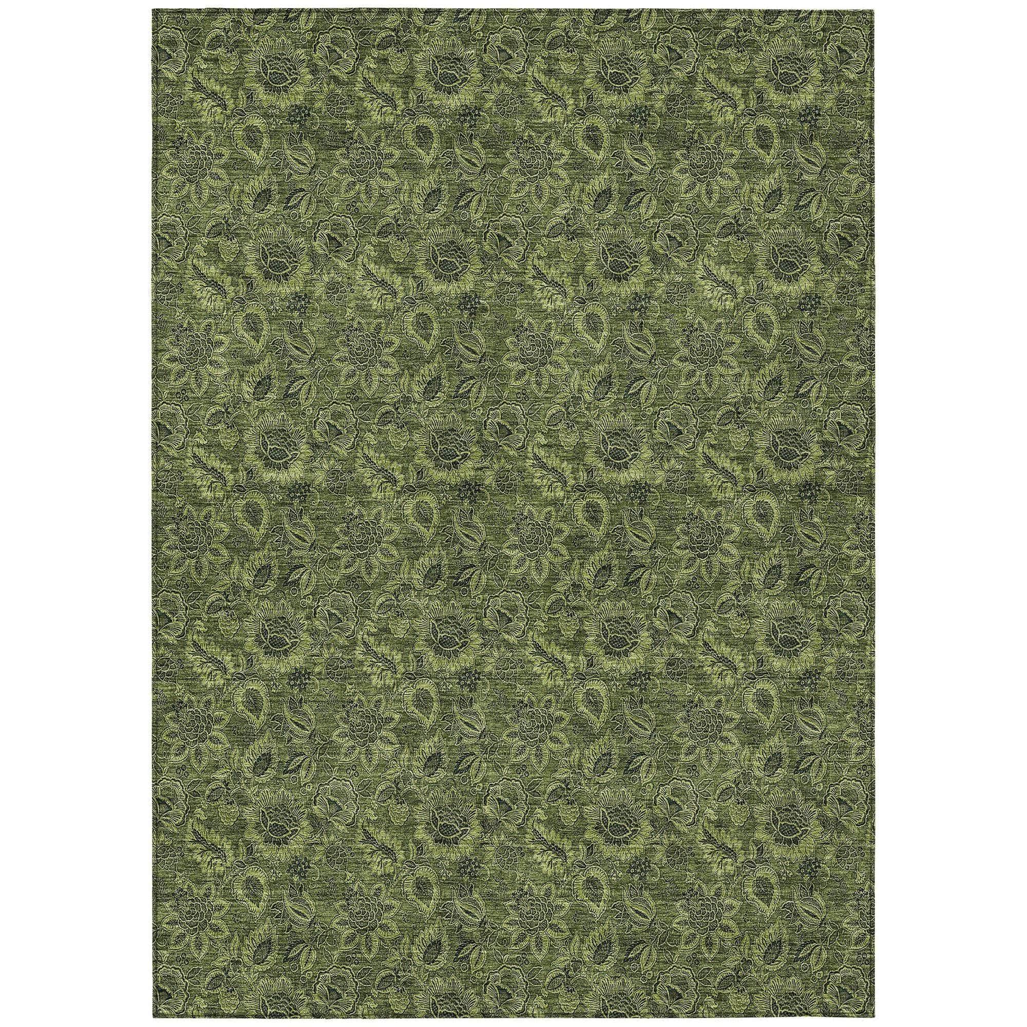 Machine Made ACN661 Olive Green Rugs 