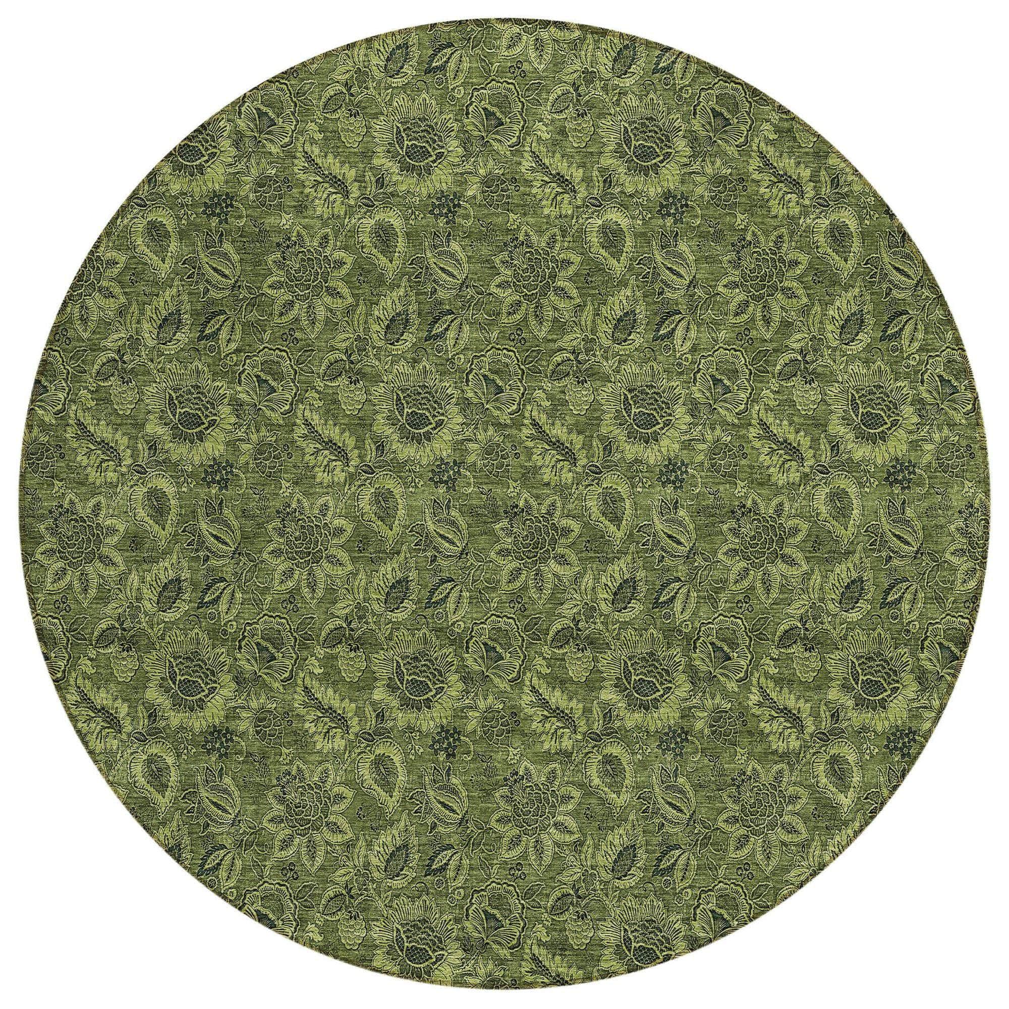 Machine Made ACN661 Olive Green Rugs 