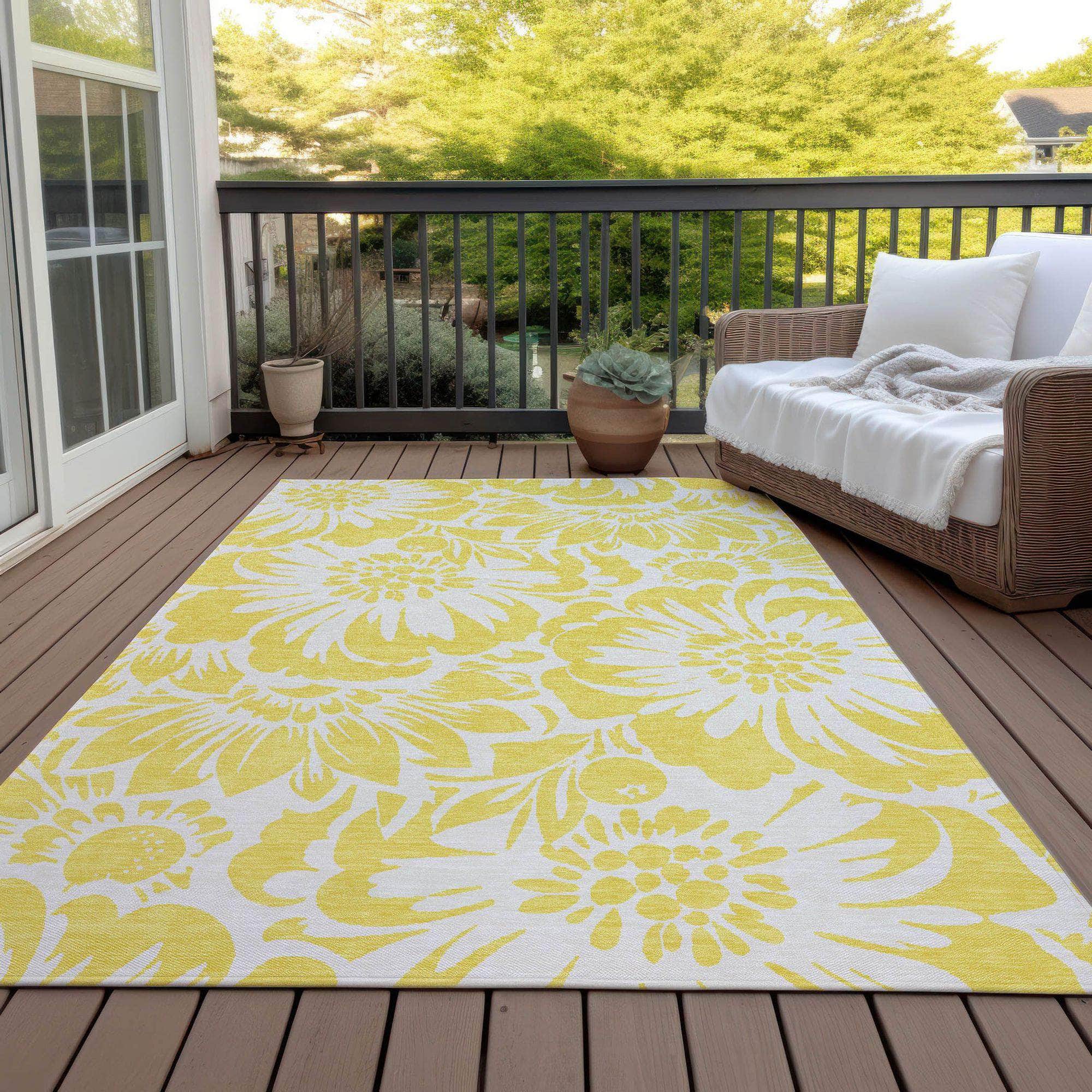 Machine Made ACN551 Yellow Gold Rugs 