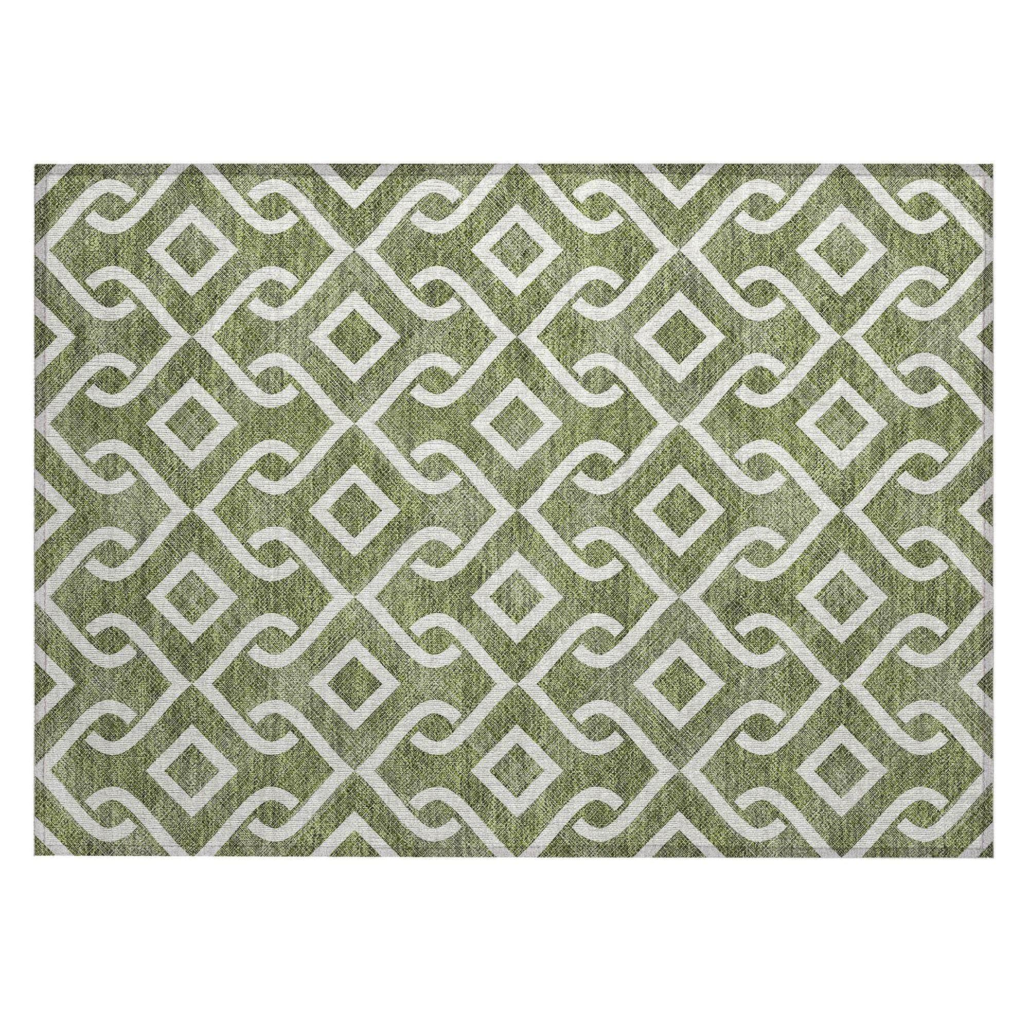 Machine Made ACN621 Olive Green Rugs 
