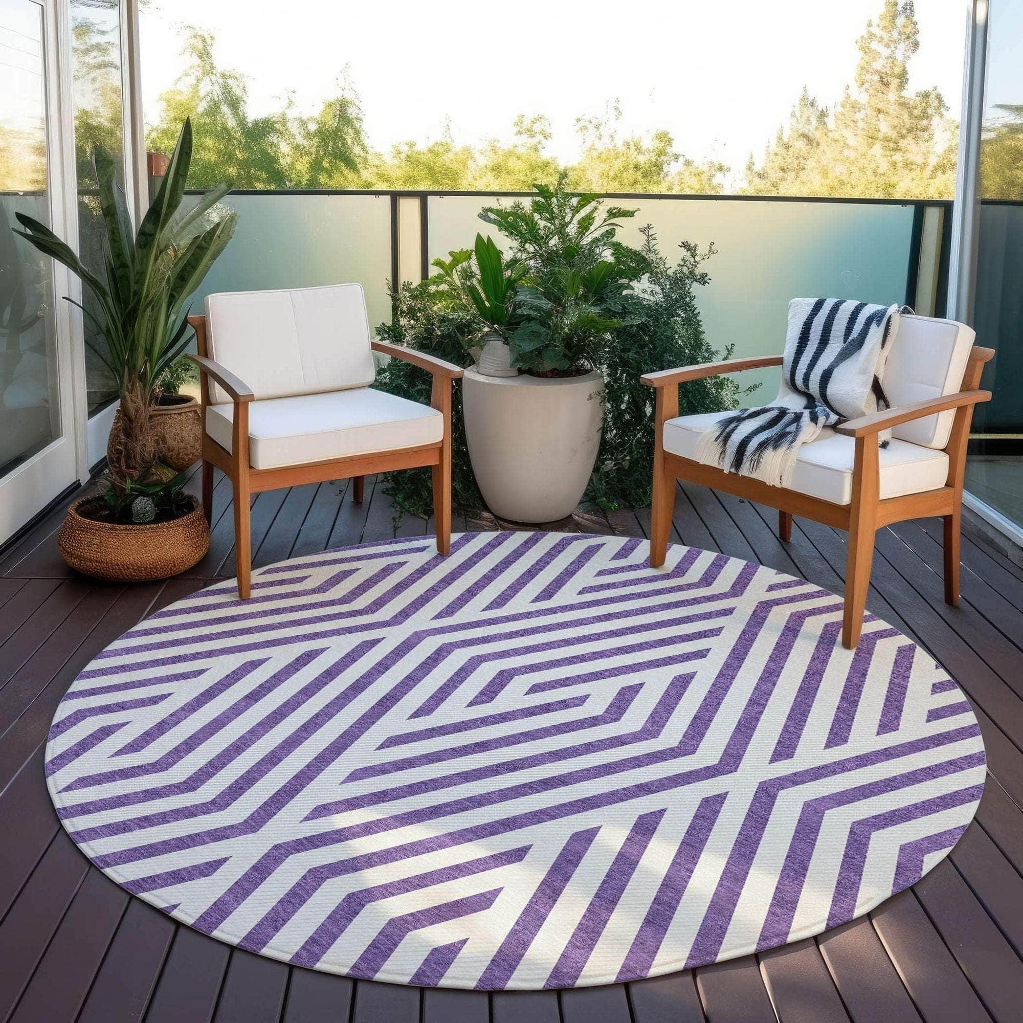 Machine Made ACN550 Purple  Rugs 