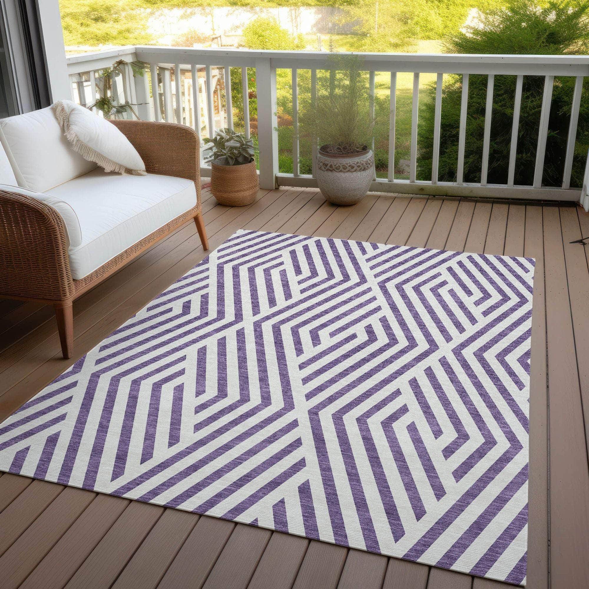Machine Made ACN550 Purple  Rugs 