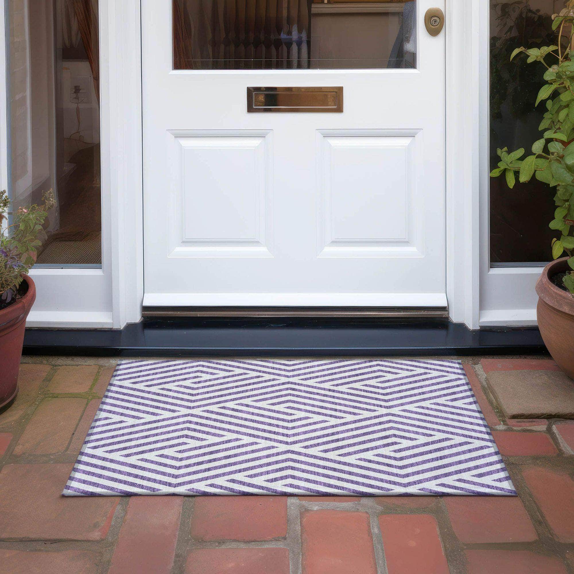 Machine Made ACN550 Purple  Rugs 